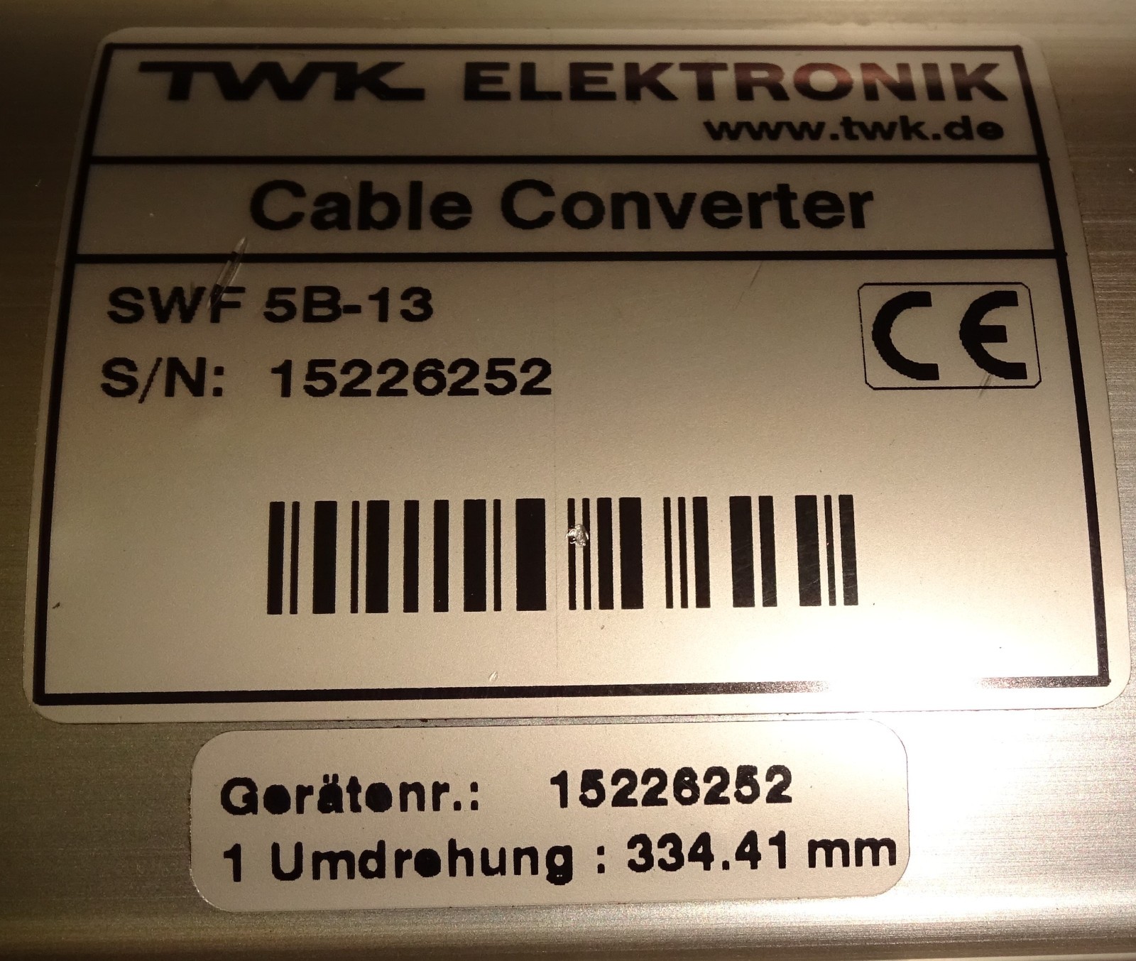 TWK Elektronik SWF 5B-13 Cable Converter Draw Wire SWF5B-13 NEW