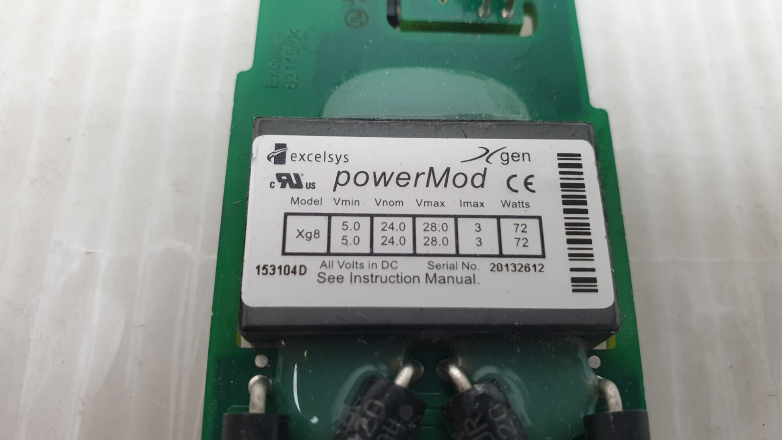 Excelsys PowerMod Xgen XG8 5.0 to 28.0 VDC, 3A, 72W 153104D