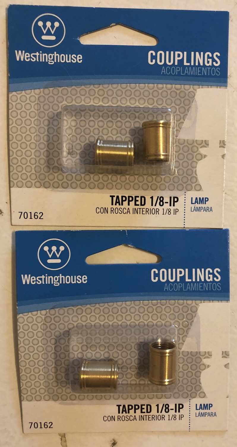 (0815.) 4 TOTAL Couplings Tapped 1/8″ IP Brass Finish-Westinghouse A70162 Lamp