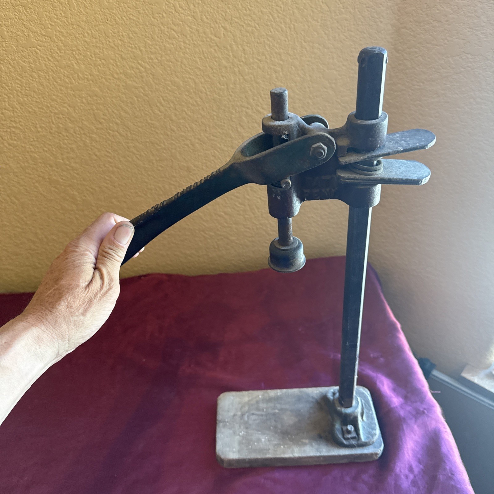 Antique Red Sun Triumph No. 1 Cast Iron Bottle Capper Vintage Bench Press Tool