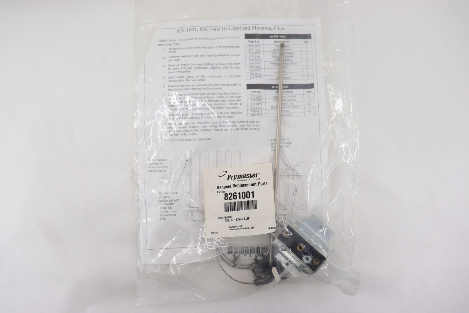 Brand New Frymaster Kit, Hi-Limit Thermostat Kit 8261001