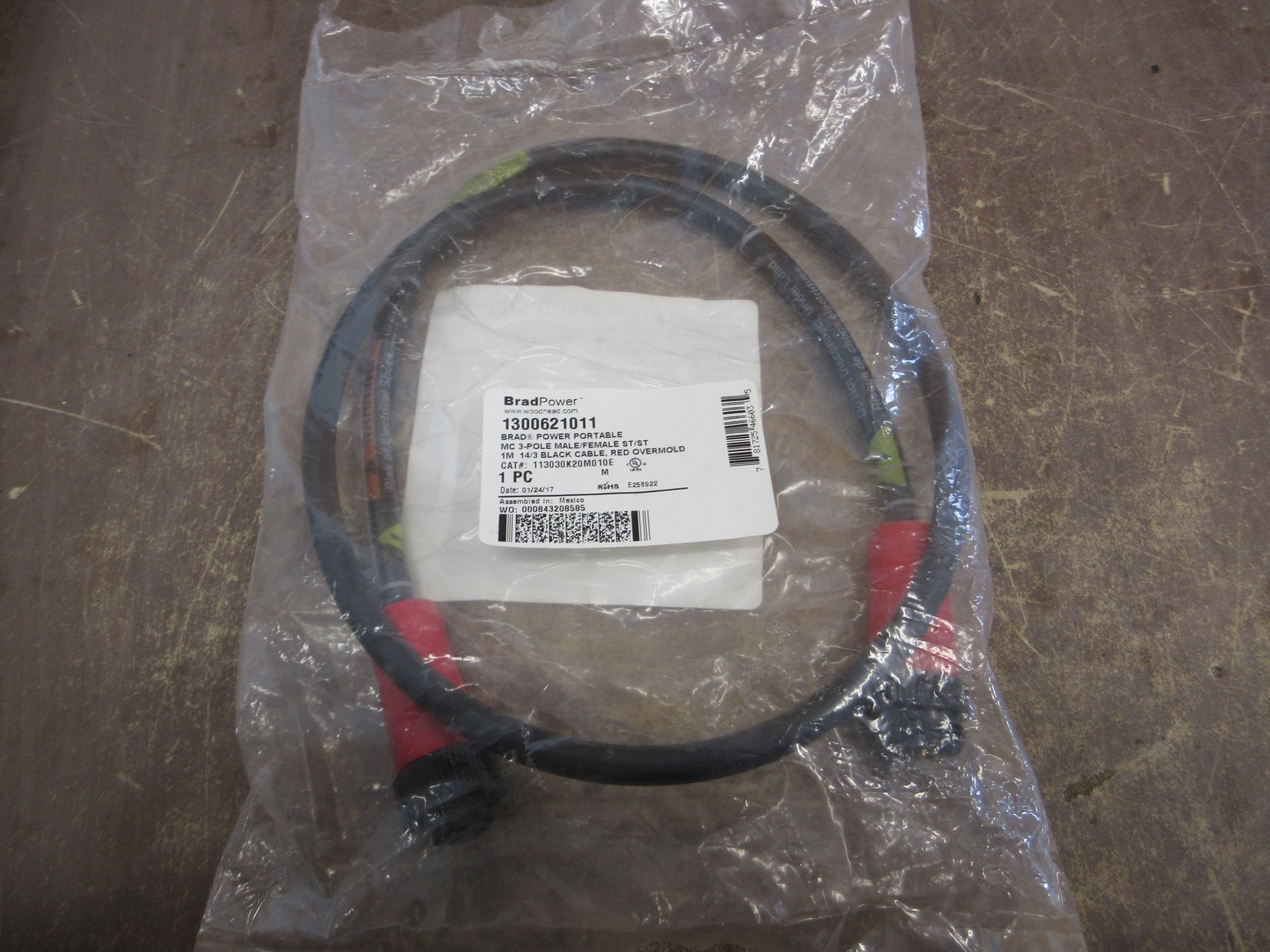 Woodhead BradPower Portable Cordset 113030K20M010E Length: 1m New Surplus