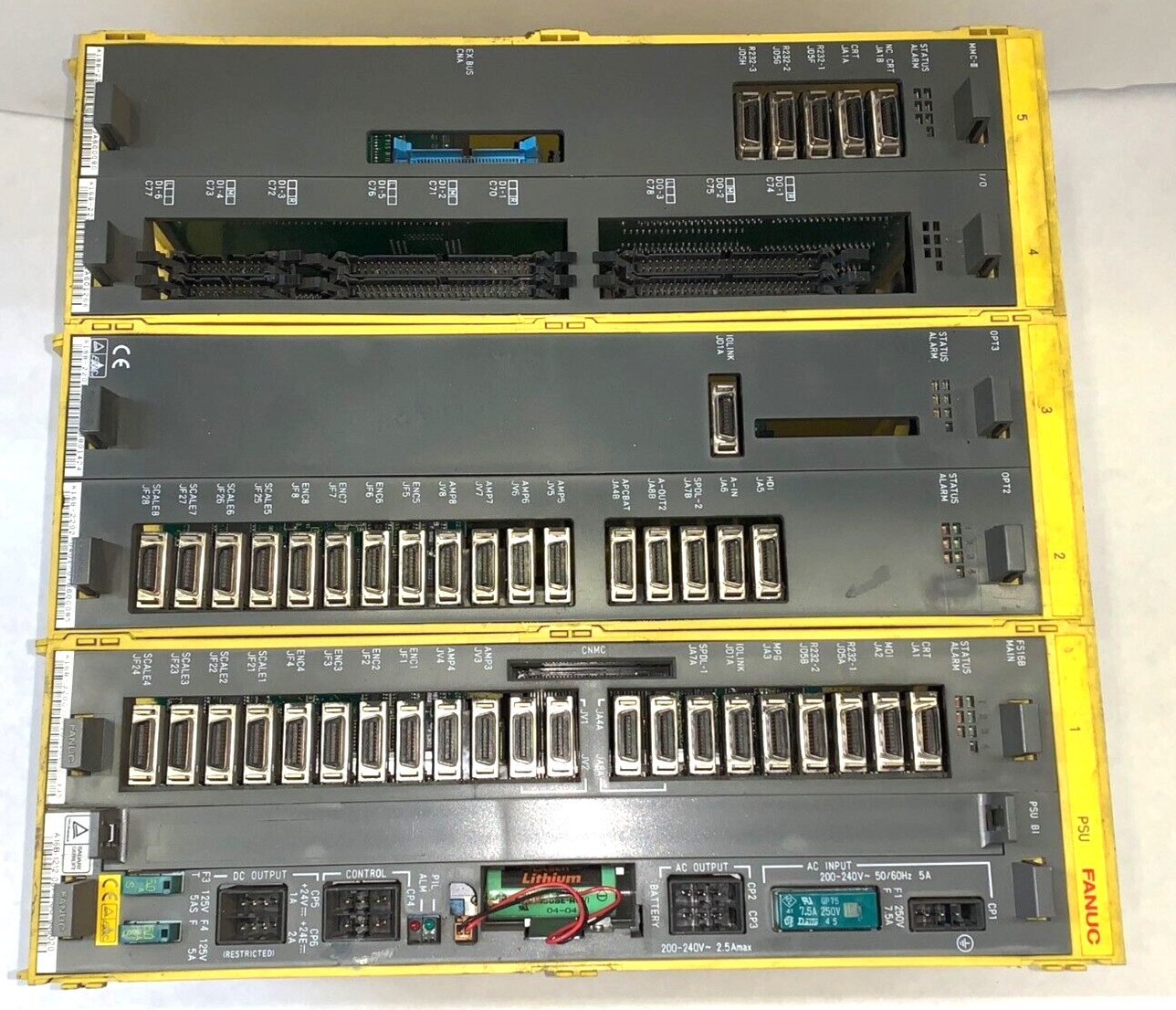 FANUC MULTI-PORT POWER SUPPLY 6 SLOT RACK A02B-0200-B503 200-240 VOLT 2-7 AMP