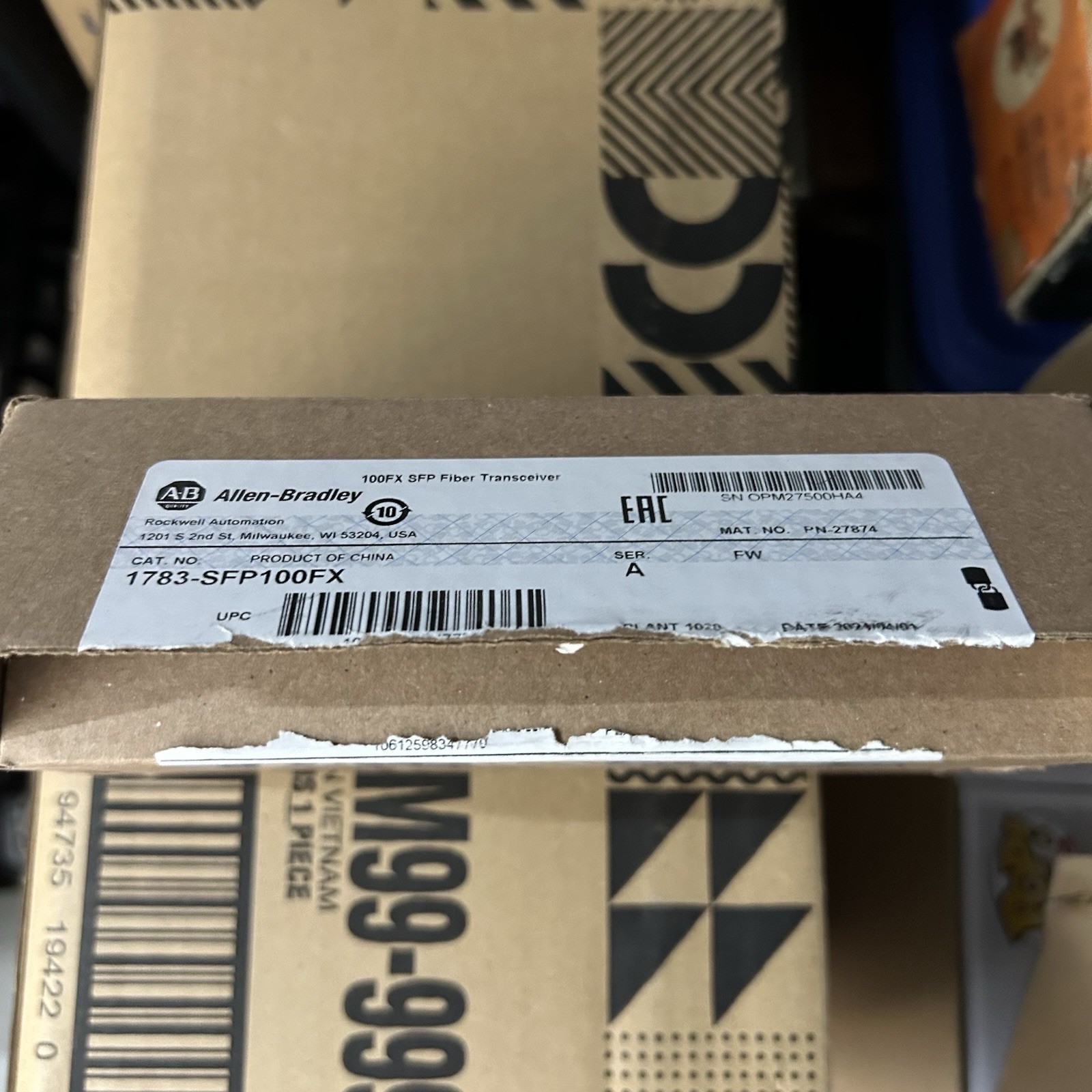 Allen Bradley 1783-SFP100FX Series A Stratix Fiber Transceiver NOB Free Shipping