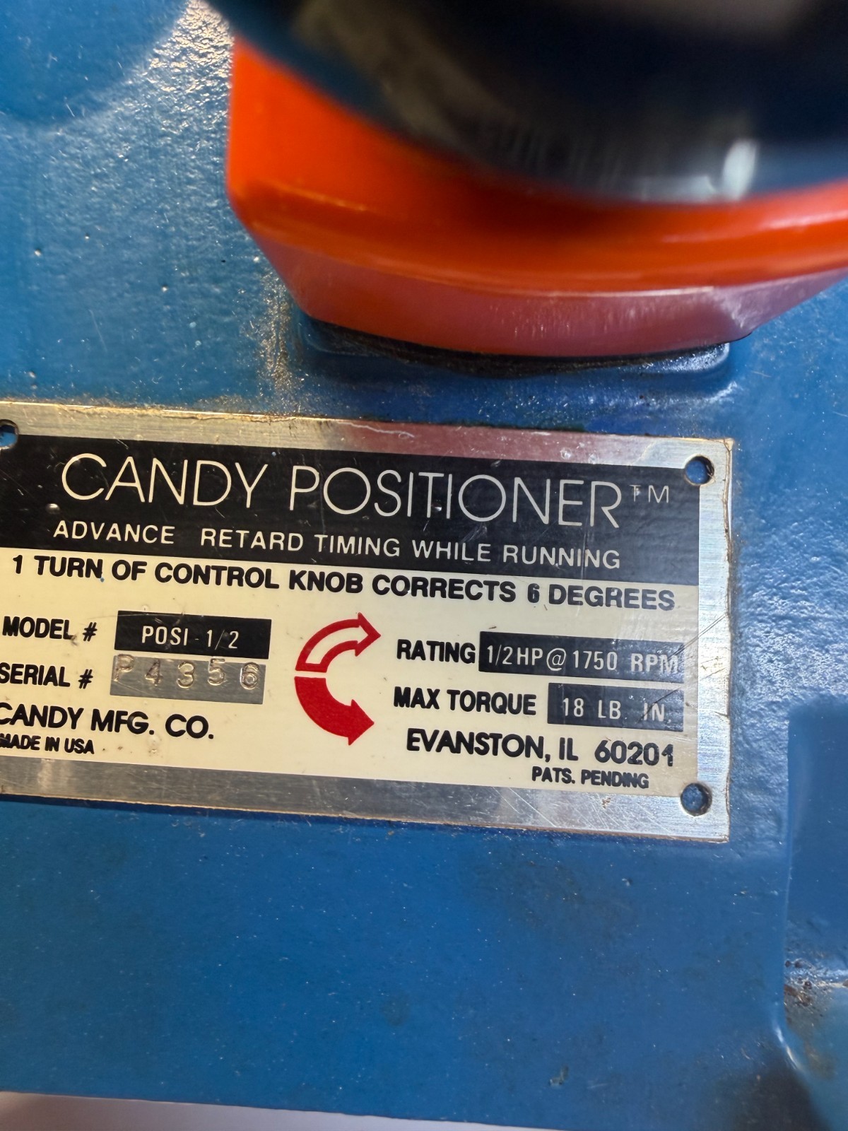 CANDY POSITIONER MODEL POSI-1/2, 1750RPM FREE SHIPPING
