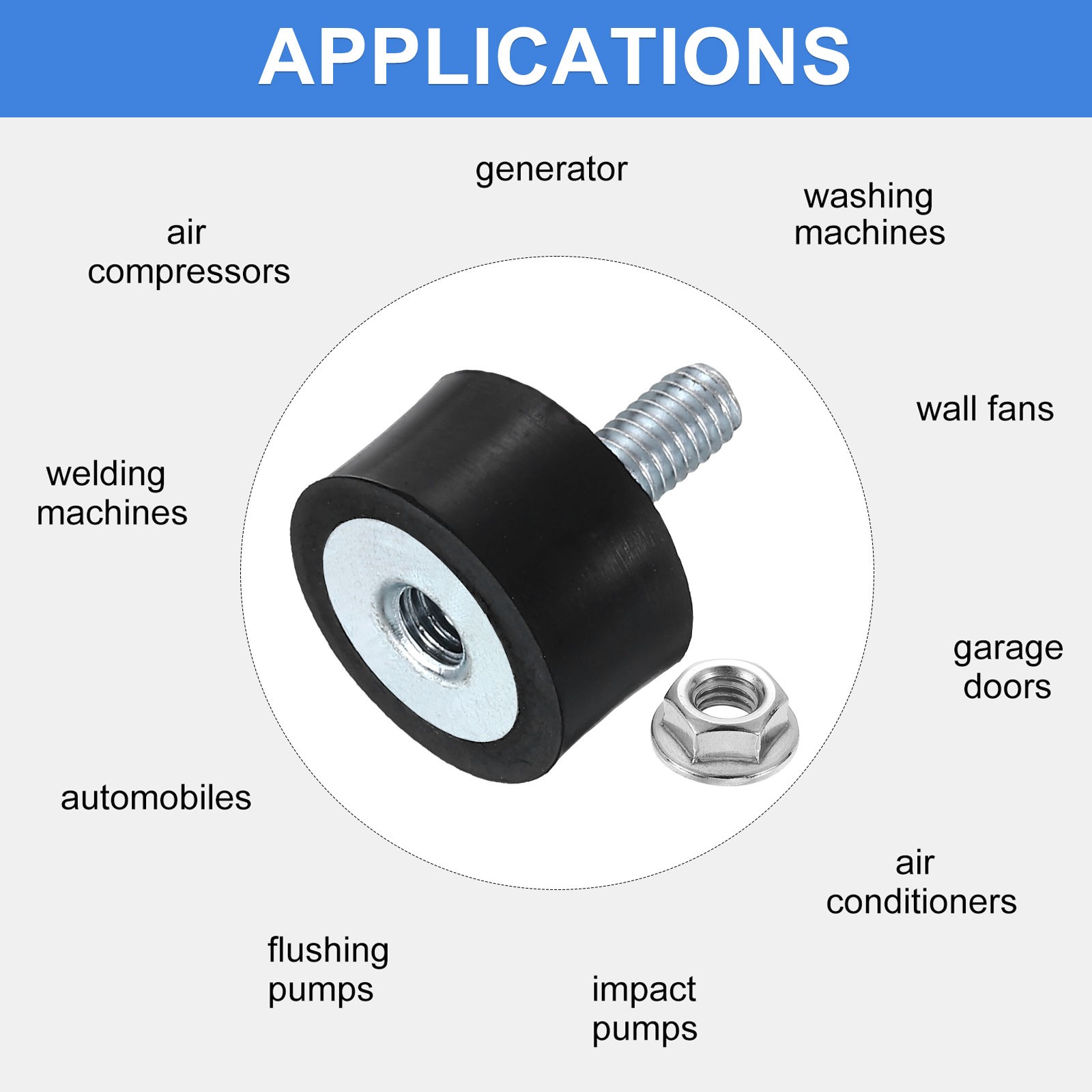 8Pcs M4x10mm Rubber Mounts, 15x8mm(DxH) Rubber Shock Absorber Mount with Nuts