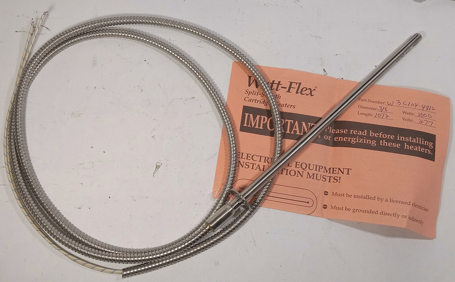 1 NEW DALTON WATT-FLEX W3C104-4812 1000 WATT CARTRIDGE HEATER NNB **MAKE OFFER**