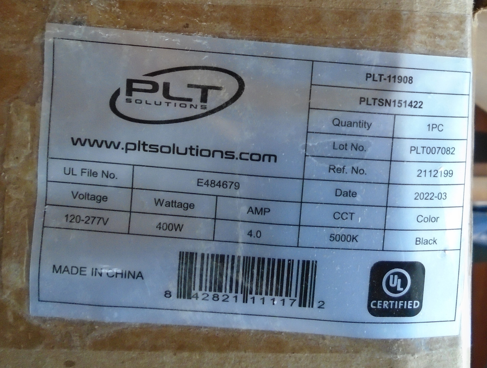 PLT-11908 18 inch High Bay UFO LED Light Lamp Warehouse 400W 5k Kelvin 120-277V