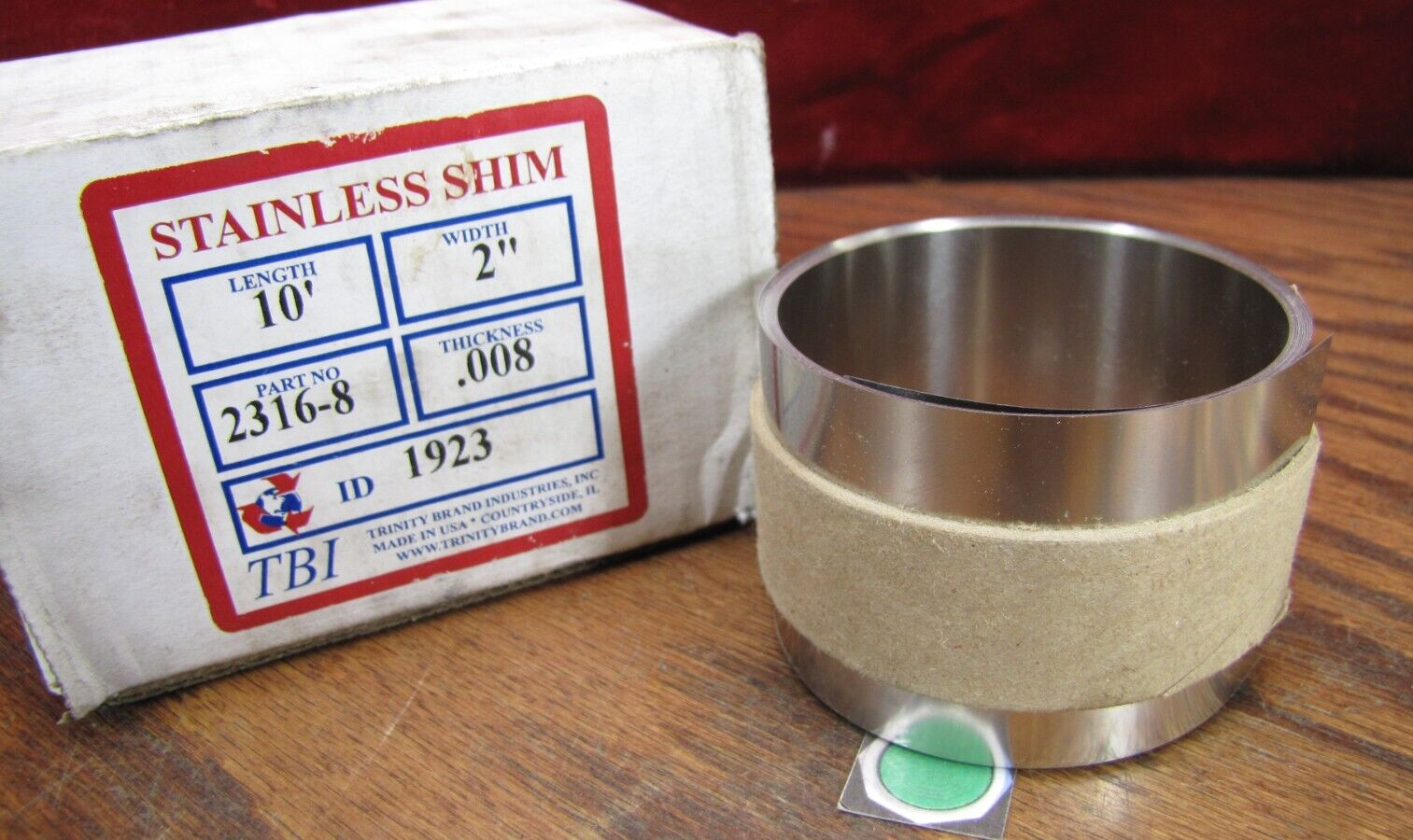TBI 10′ Stainless Shim roll 2″ coil x thickness .008 part # 2316-8