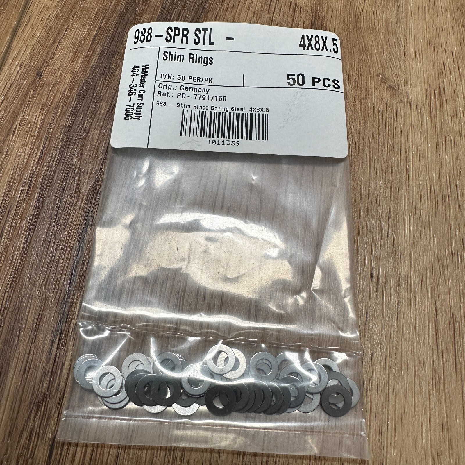 (NEW Lot of 50) MCMASTER CARR SUPPLY 988-SPR STL 4X8X.5 Shim Rings Spring Steel