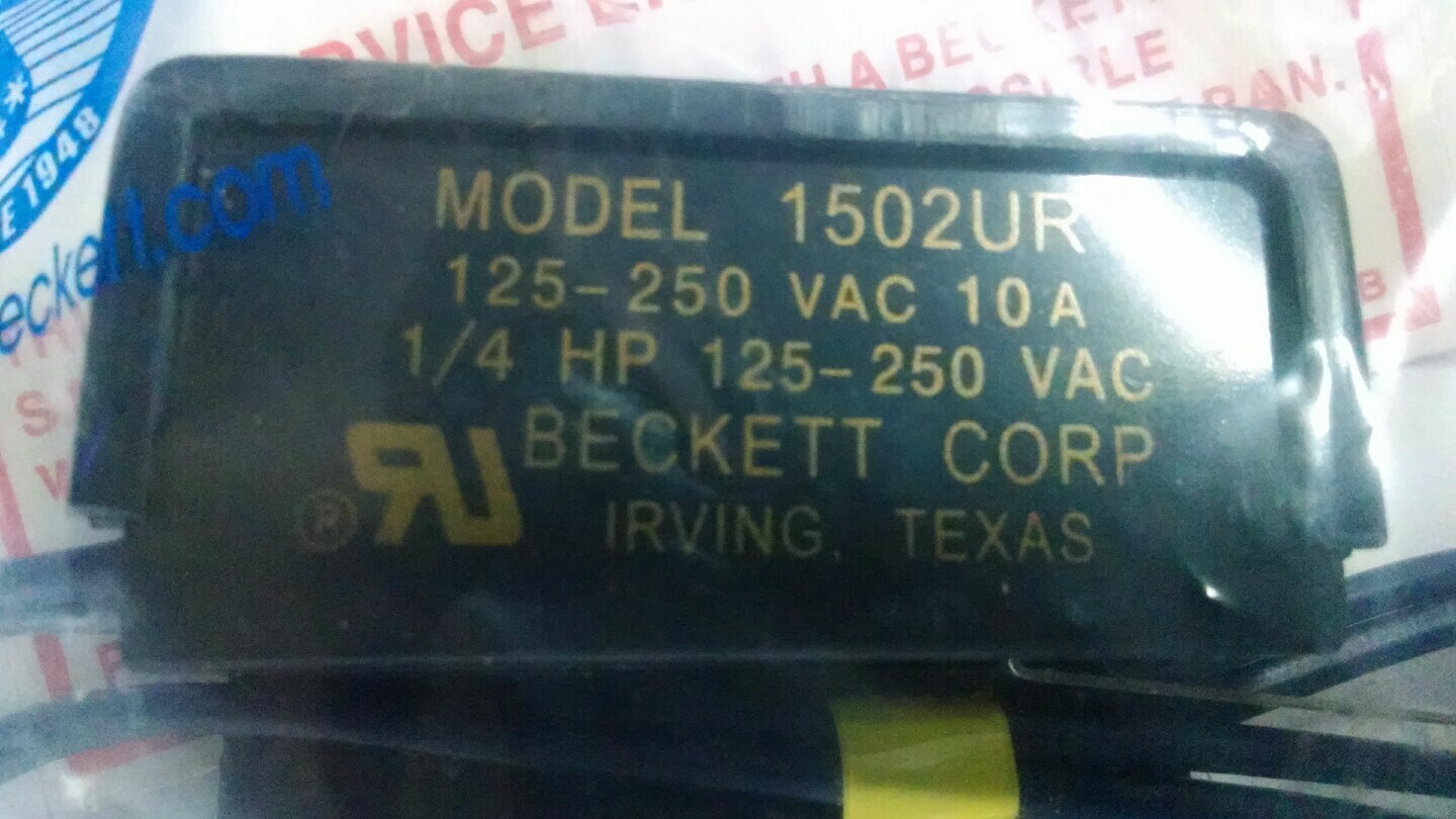 NEW Beckett 1502UR Safety Control Switch 125-250 Vac, 10A, 1/4hp NEW NIB, L-0855