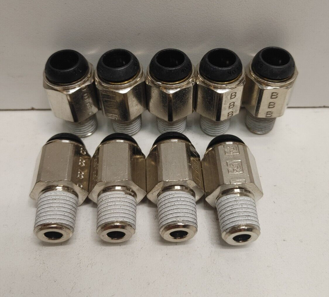 LOT OF 9 NEW OLD STOCK! PARKER 10MM TUBE X 1/4″ MNPT SS CONNECTORS F4PB10-1/4
