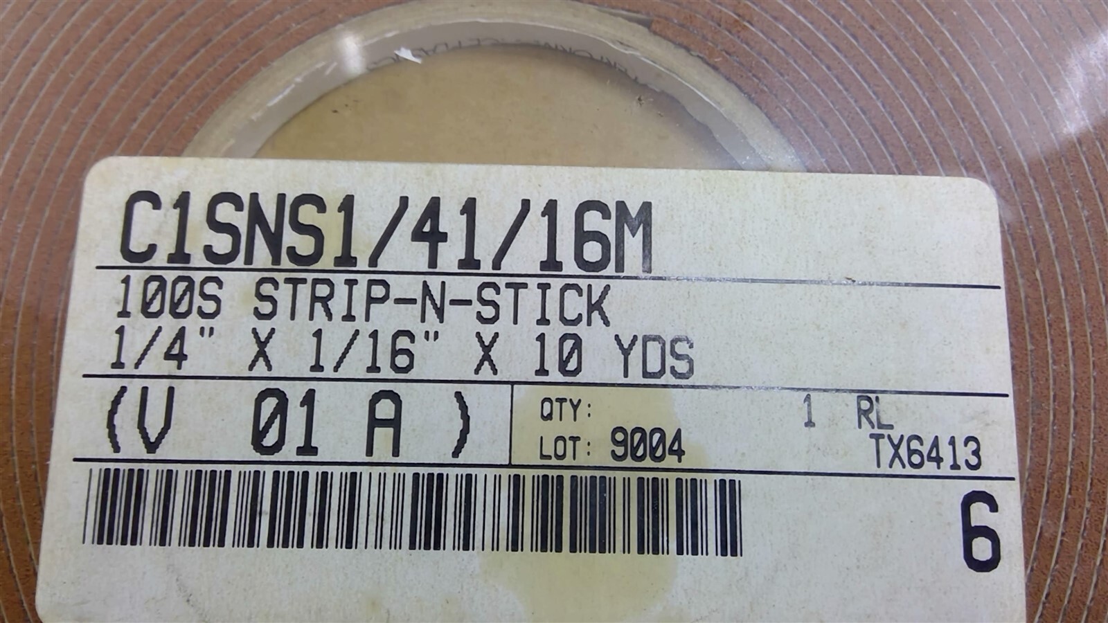C1SNS1/41/16M 100S Strip-N-Stick Gasket Tape 1/4″ X 1/16″ X 10 Yards