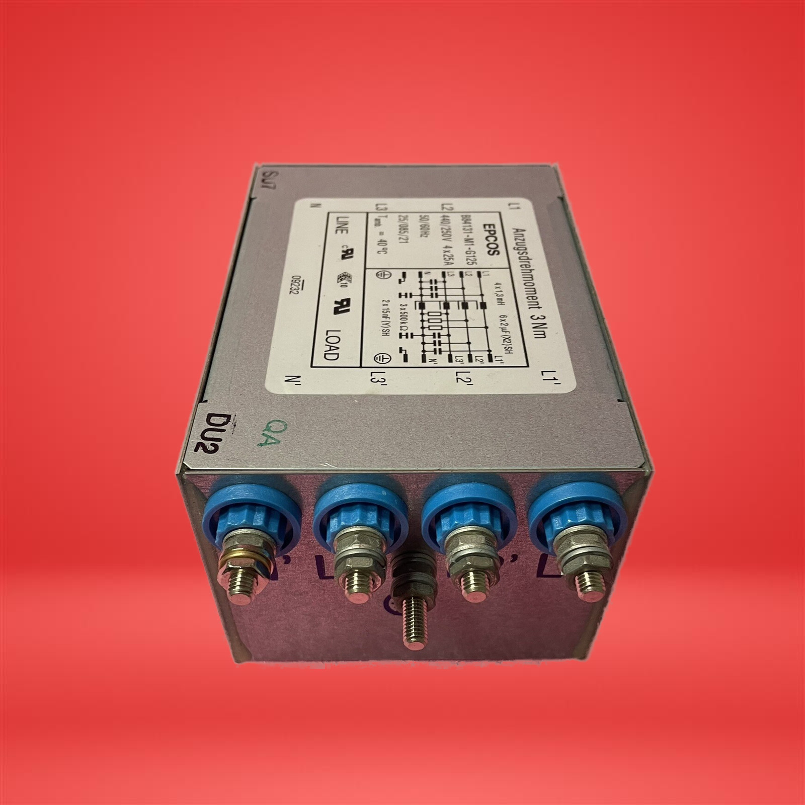 Siemens B84131-M1-G135 10A 250V EMI RFI Power Line DIN Rail Filter NEW