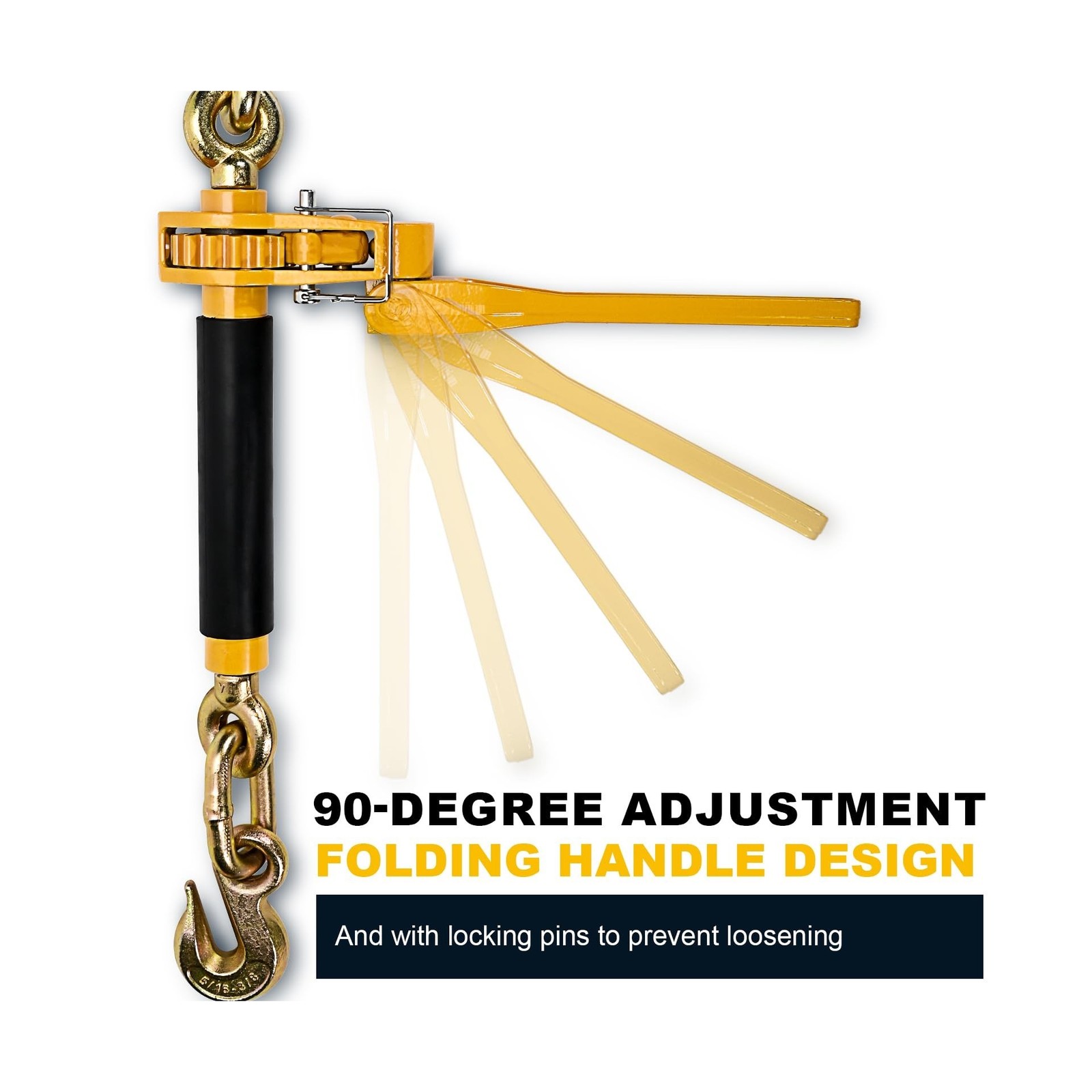 5/16″ – 3/8″ Folding Handle Load Binder, Heavy Duty Ratchet Chain Binder w/Gr…