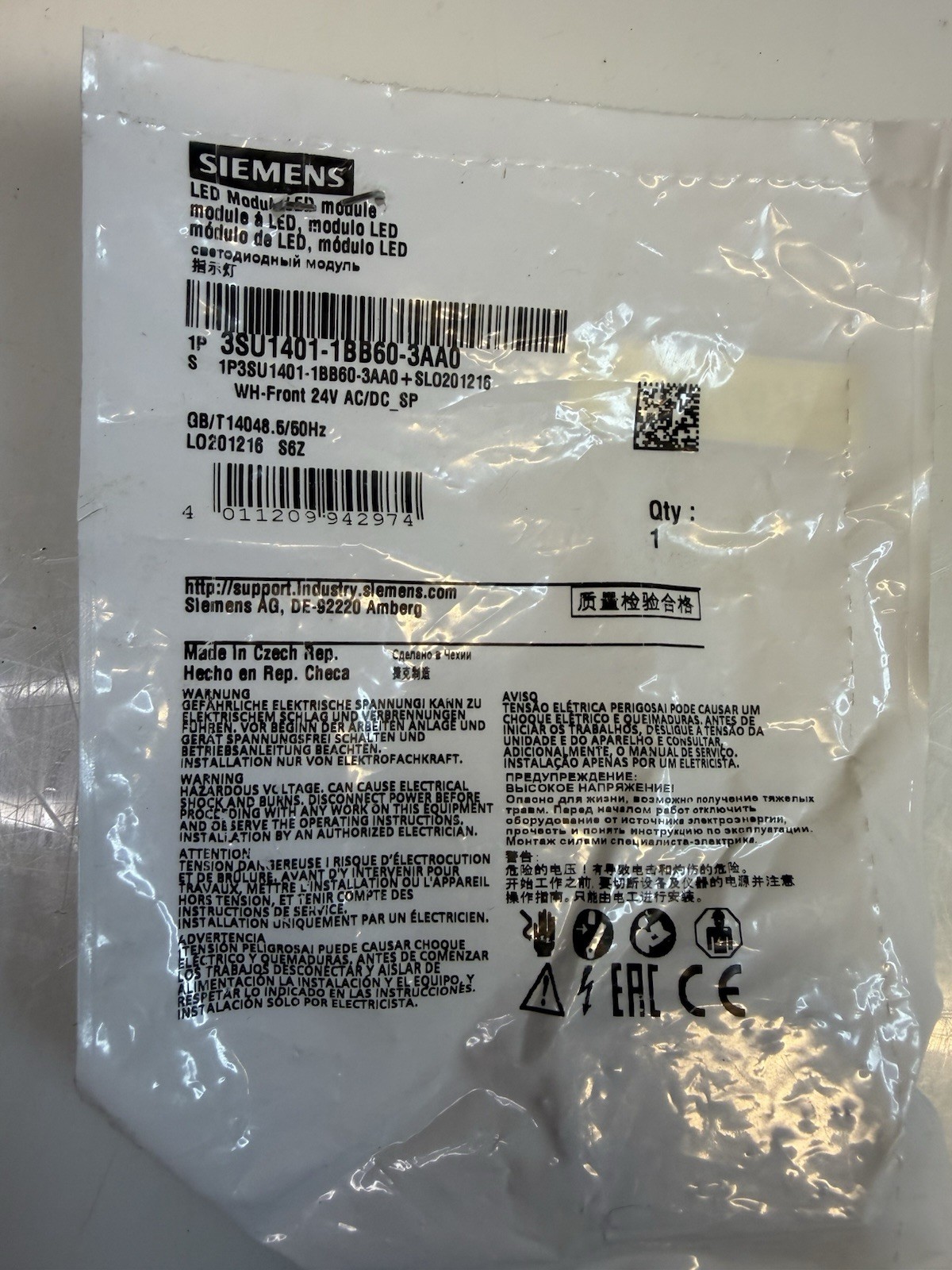 Siemens 3SU1401-1BB60-3AA0 LED Module NEW