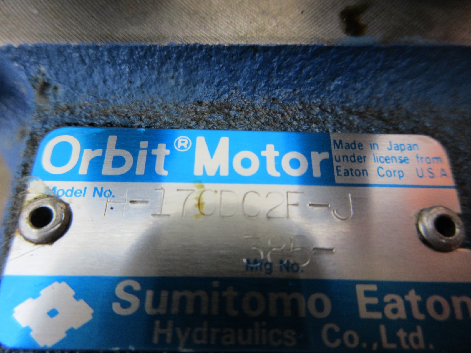 SUMITOMO EATON HYDRAULIC ORBIT MOTOR MODEL H-170DC2F-J FR KITAMURA MYCENTER 3X