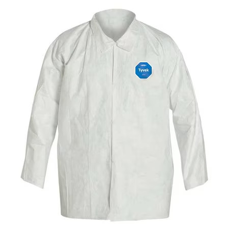Dupont Ty303swhlg005000 Disposable Shirt, L, Tyvek(R) 400, Snap, Open Cuff,