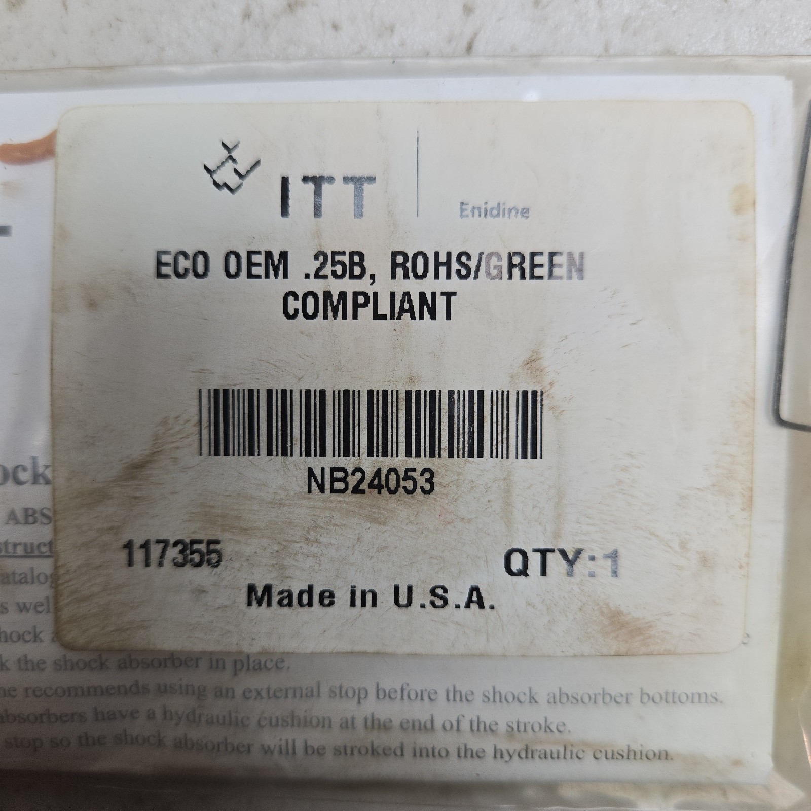 Itt Enidine ECO-OEM-.25B NB24053 Shock Absorber Adjustable See Pictures Read