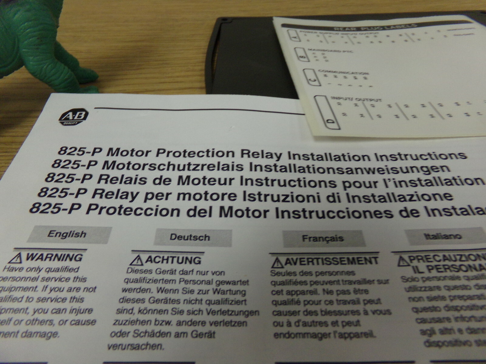 NEW Allen Bradley 825-P Motor Protection Relay Instructions *FREE SHIPPING*