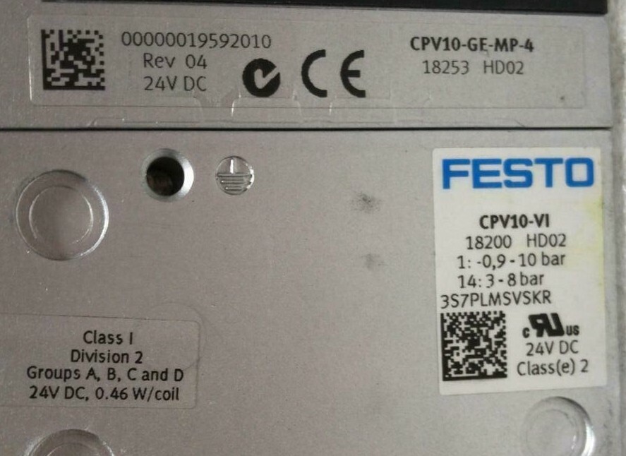✅ FESTO CPV10-VI 18200 W/ CPV10-GE-MP-4 18253