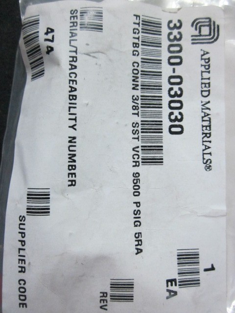 Applied Materials 3300-03030 Parker Fitting Tubing Connection 38T SST VCR 9500