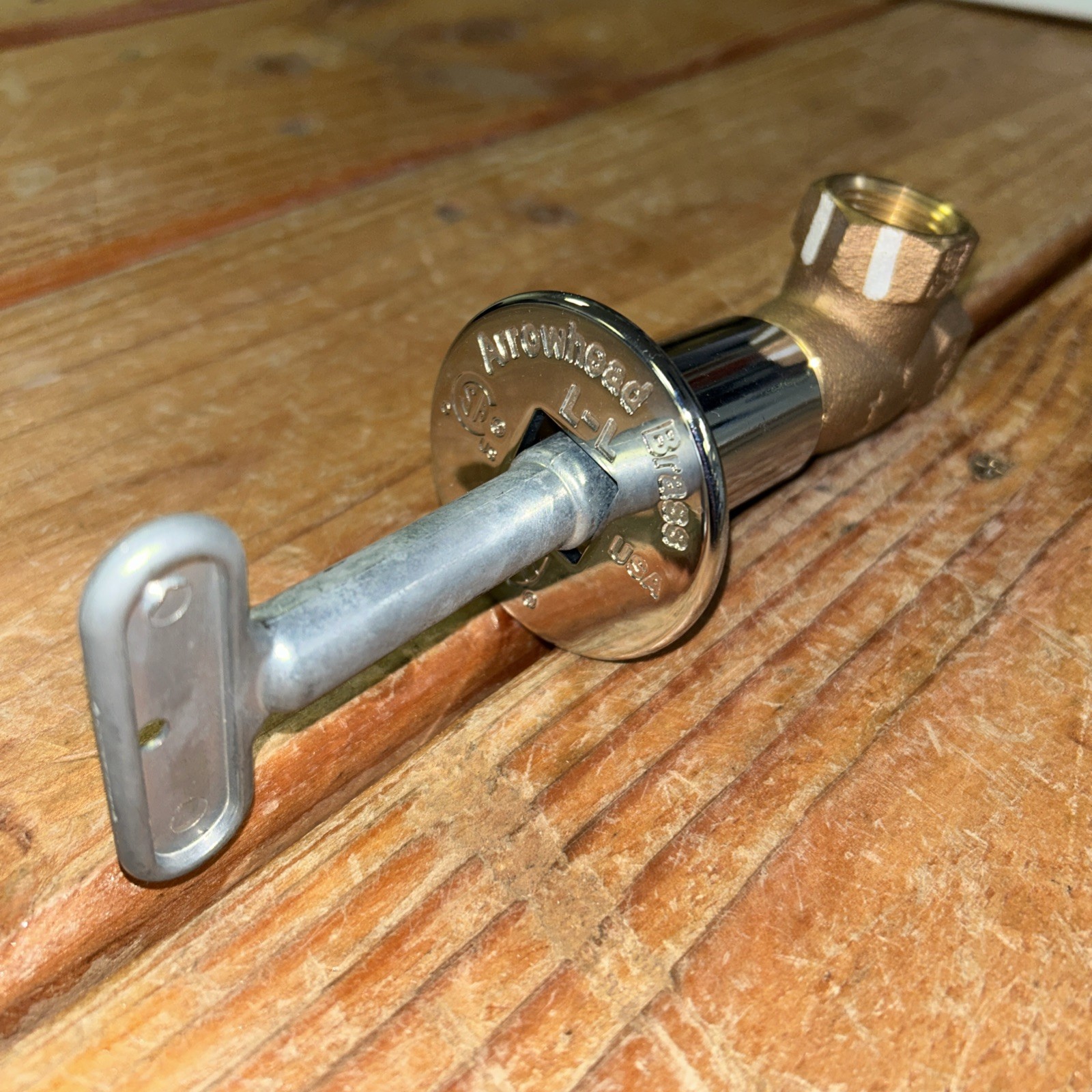 Arrowhead Brass 258 Straight Gas Log Lighter Valve with Chrome Flange and Key