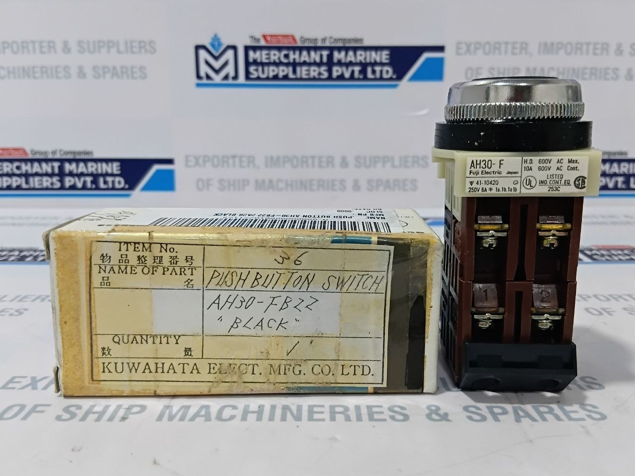 Fuji Electric AH30-F Black Push Button 10A 600V AH30-FB22 2A2B