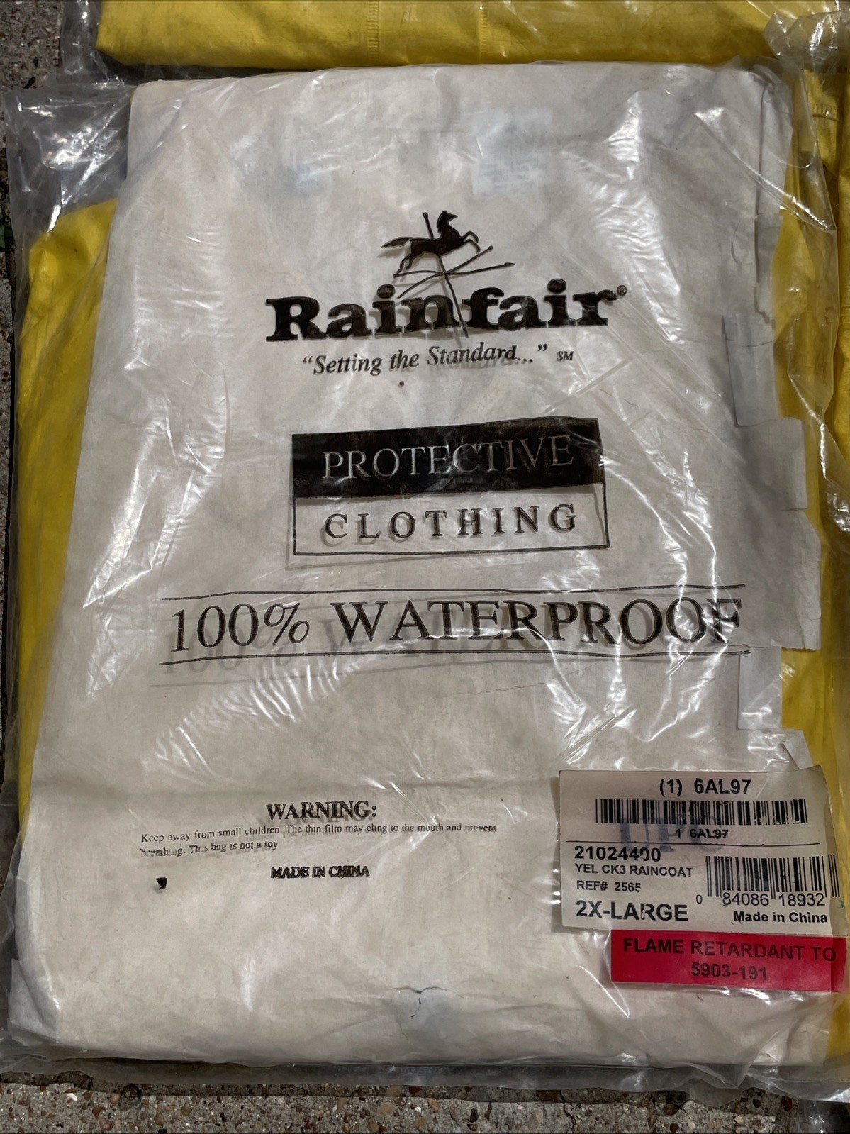 Lot of 3 LaCrosse 1 Rainfair FR Yellow Waterproof Raincoats 2XL Industrial NOS
