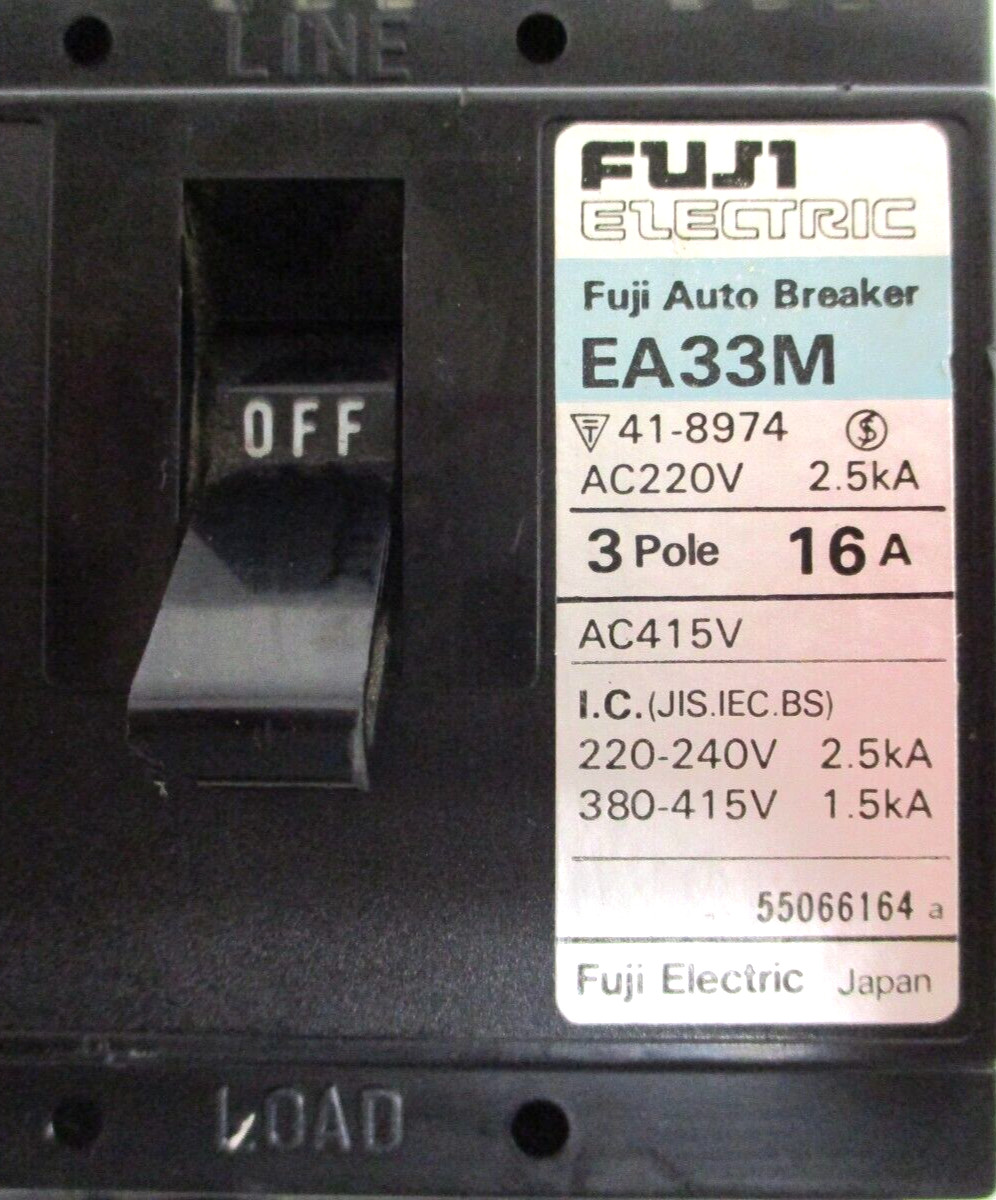 FUJI ELECTRIC BREAKERS, SA63: 60-A , EA33M: 16-A , LOT OF 2 , CLEAN-USED