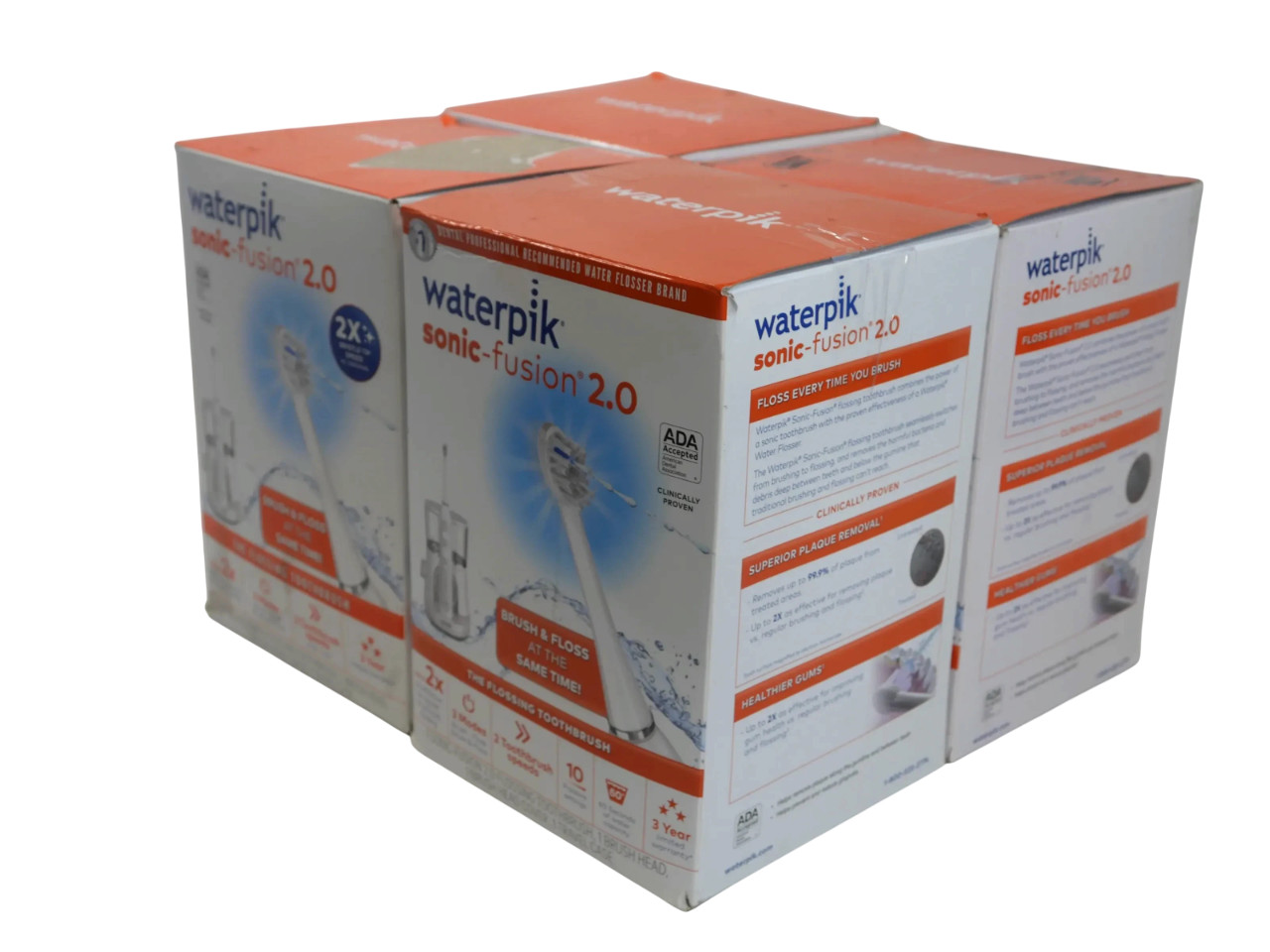 Lot of 4 Waterpik Sonic-Fusion 2.0 Electric Toothbrush And Water-flosser- White