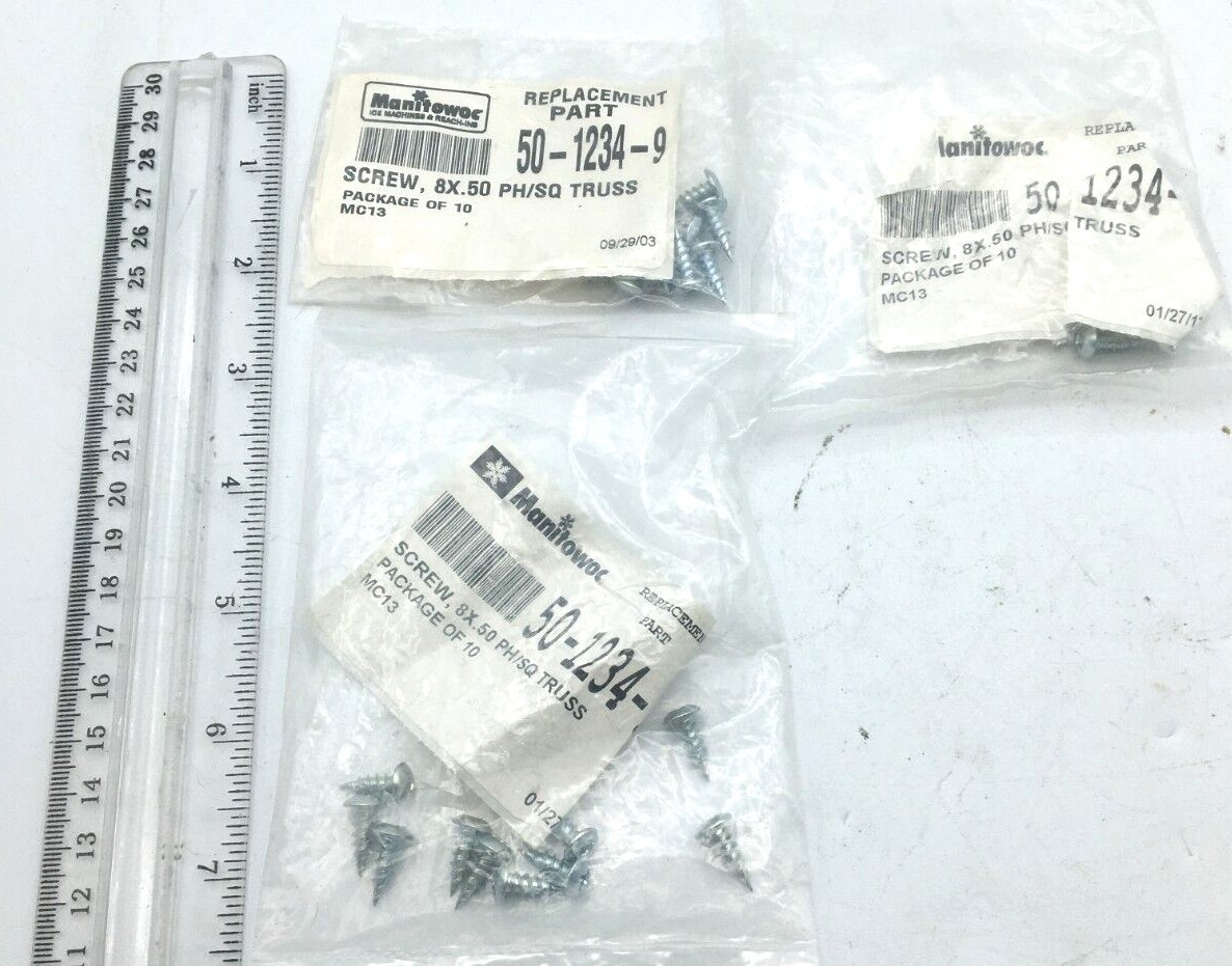 Manitowoc Ice Lot of 30 (3-10 packs) Screw 8 X.50 PH/SQ Truss 5012349 New