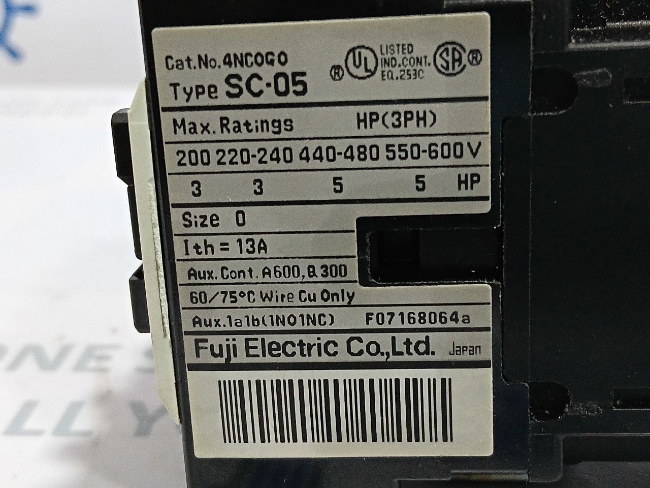 Fuji Electric SC-05 [13] Contactor Coil Voltage 380-400V 50Hz 400-440V 60Hz