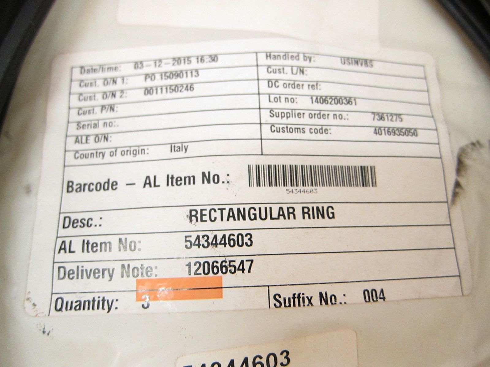 New Alfa Laval 543446-03 Rectangular O Ring For PA615 MMPX 403 