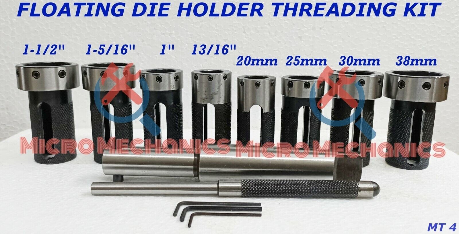 MT4 Lathe Tailstock Die Holder Set Floating Type 4MT Shank Lathe Threading Kit