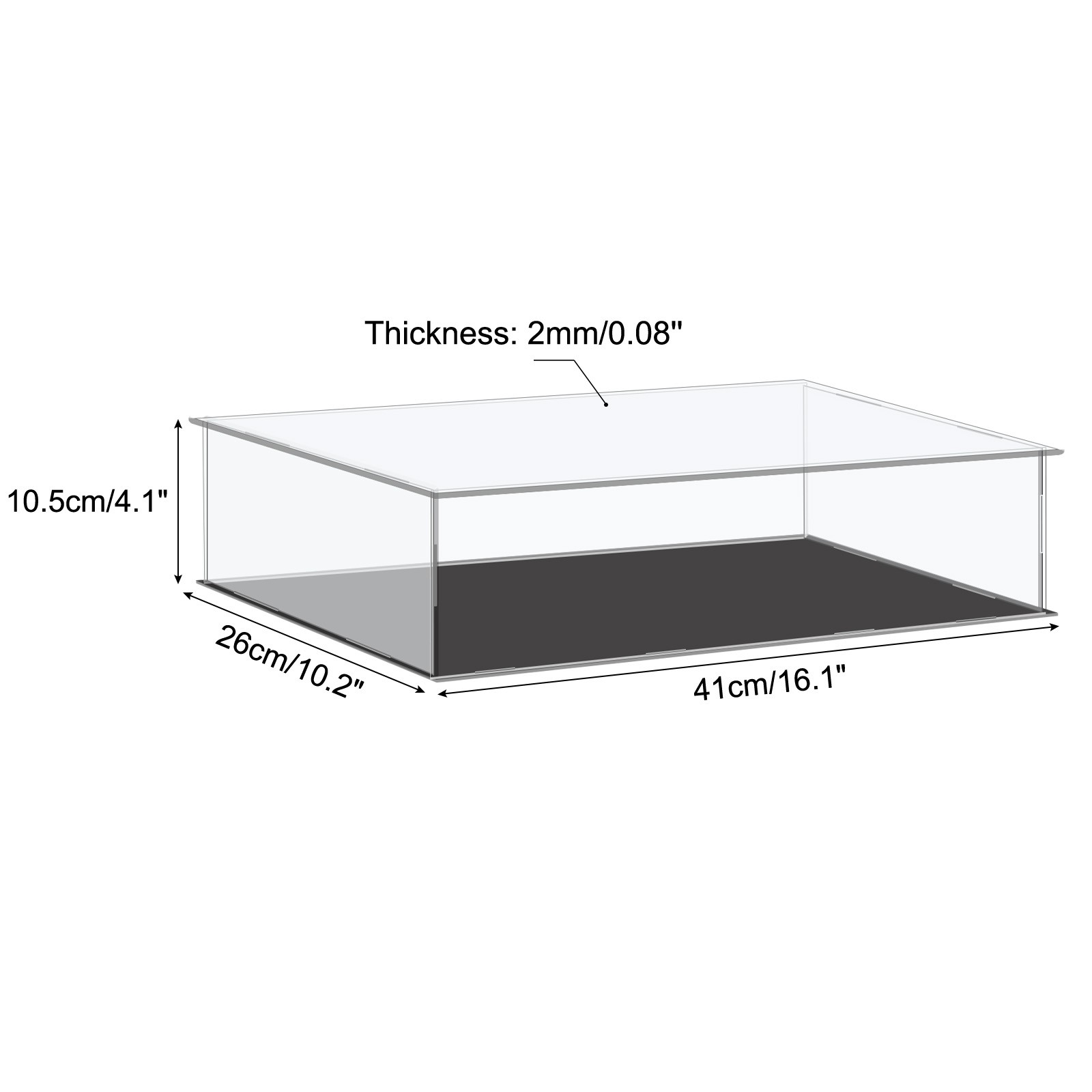 Acrylic Display Case Plastic Box Cube Storage Box Clear 41x26x10.5cm