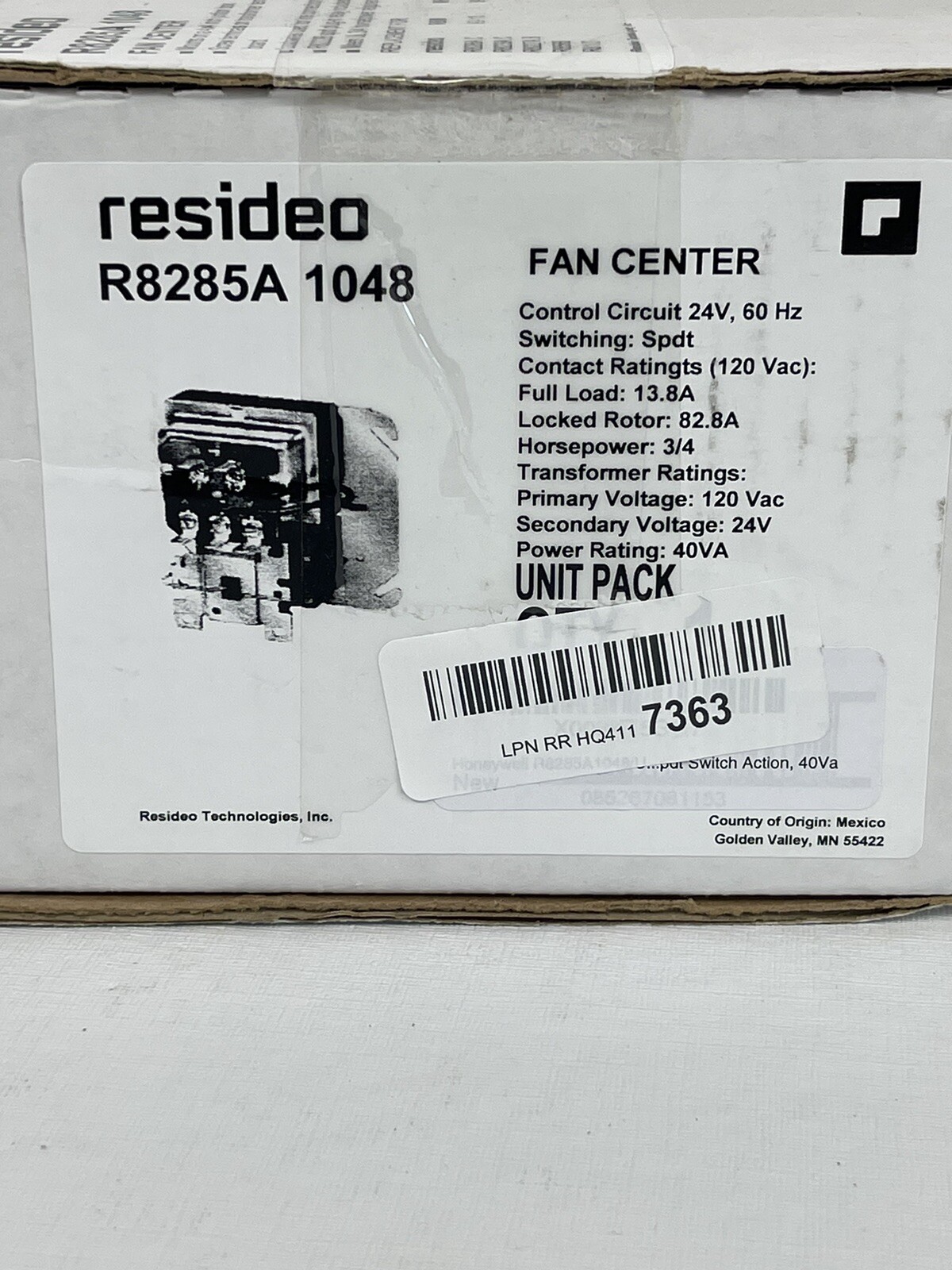 RESIDEO BRAUKMANN R8285A 1048 – 40 VA Fan Center w/ SPDT Switch Includes R8222B