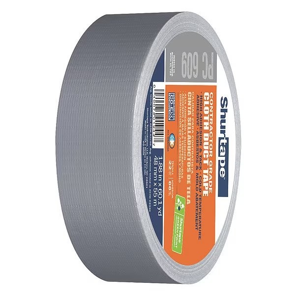 Shurtape DuctTape, Silver, 60-1/8ydL, 1-