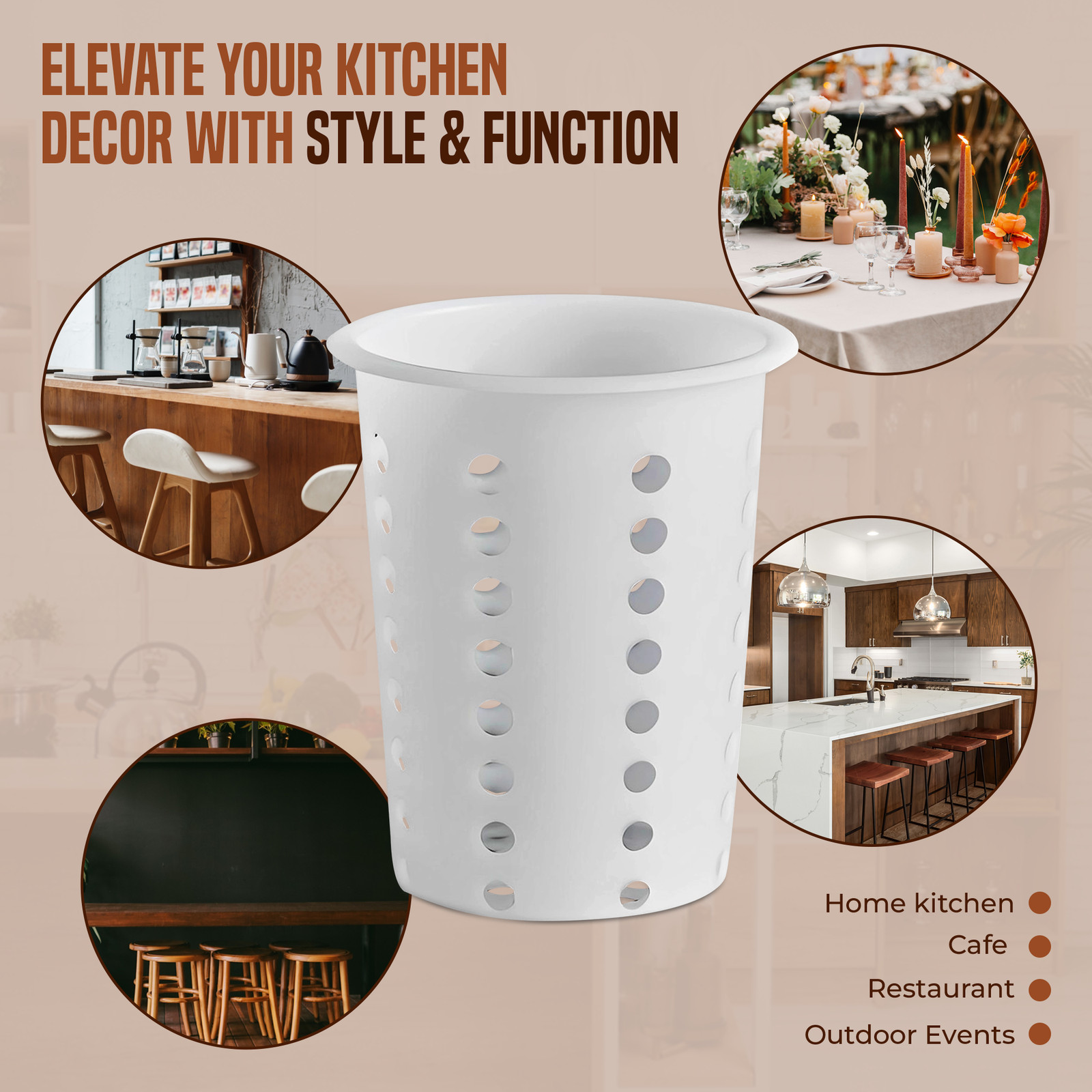 OCS Parts Perforated White Plastic Silverware and Utensil Drying Cups | Set of 3