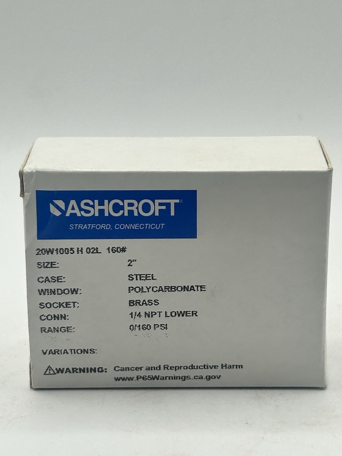 ASHCROFT 20W1005H02L160# 0-160PSI NSMP