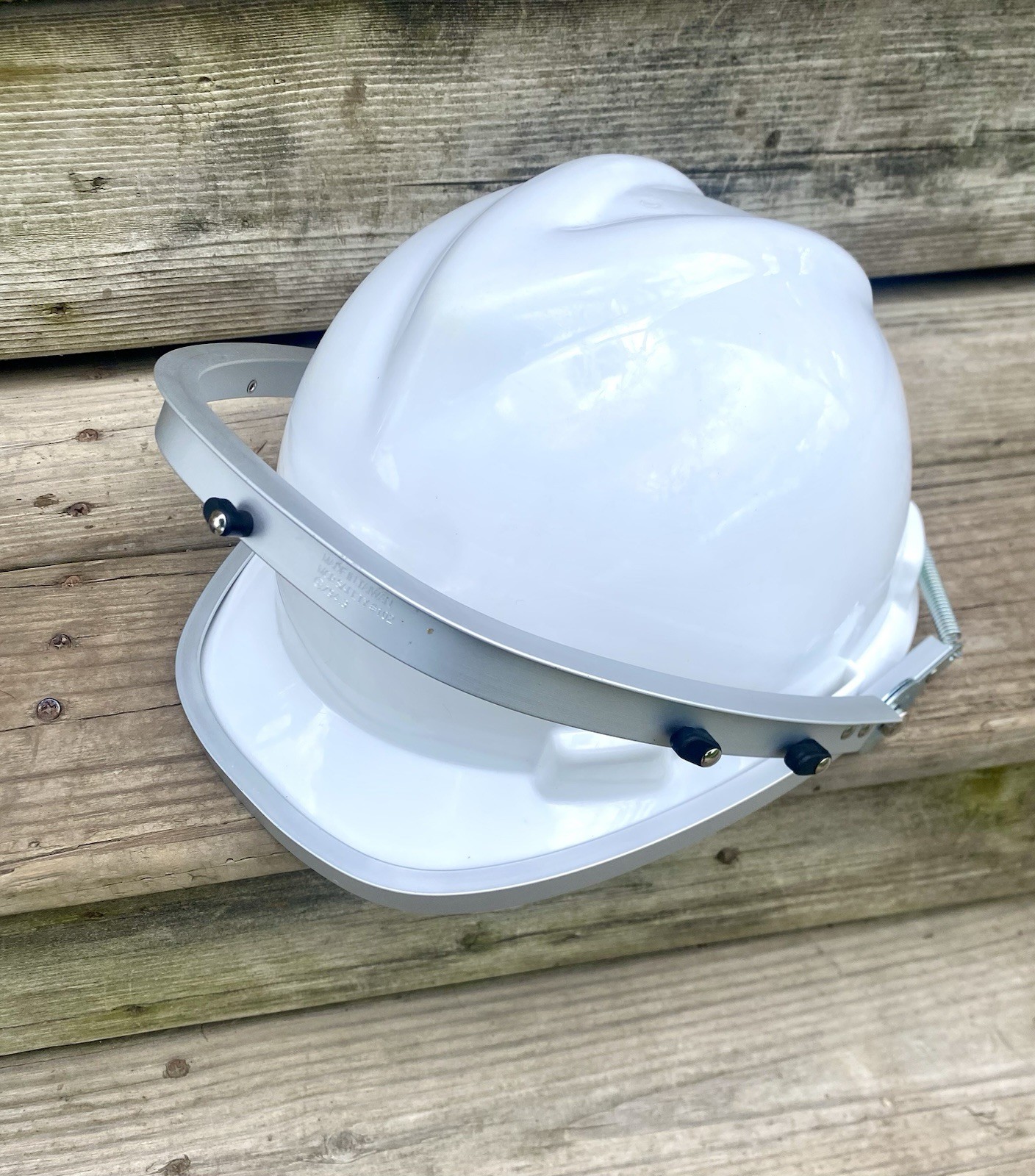 MSA V Gard White Hard Hat & MCR Safety 102 Aluminum Face Shield Frame Class E