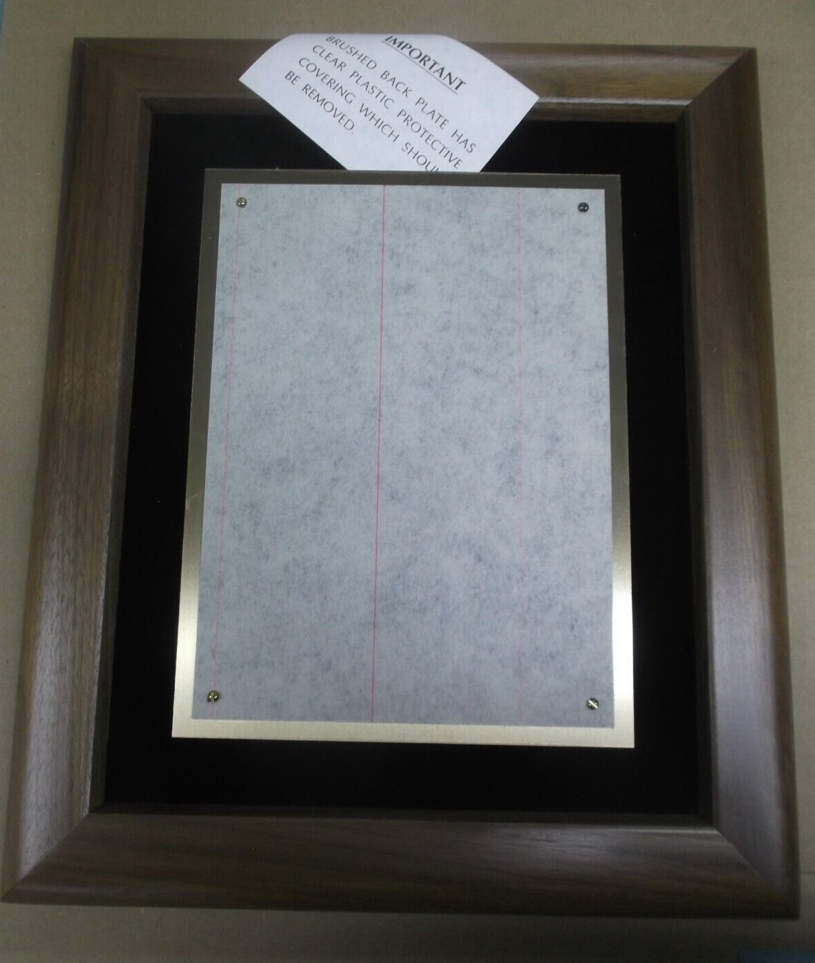 SP3025 AIRFLYTE plaque 10 x 12 walnut black velvet brass plate trophy parts