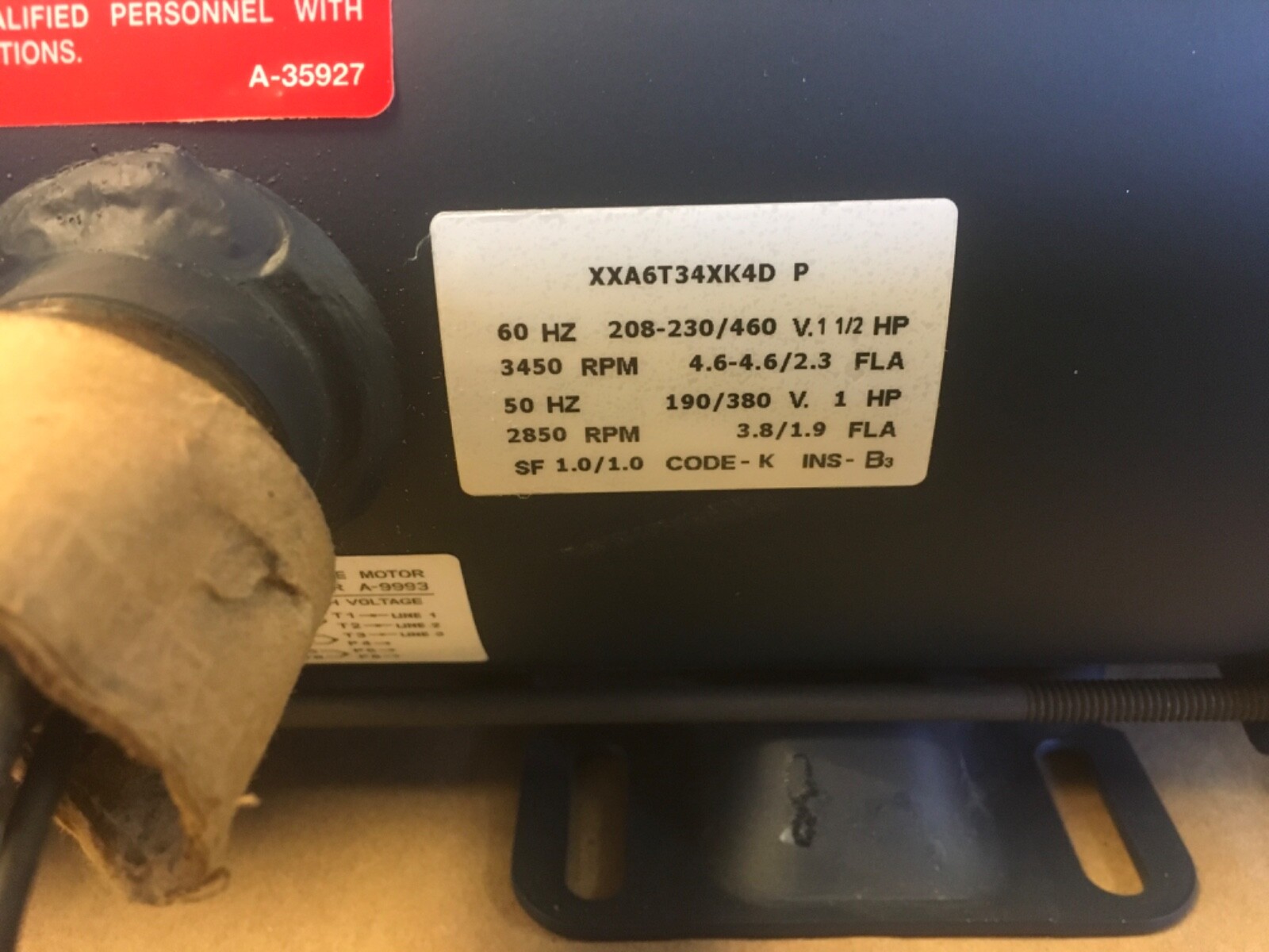 Leeson A6T34XK4D P, 114633.00 Gear Motor 3PH, 3450/2850 RPM, 1.5/1HP (KB)
