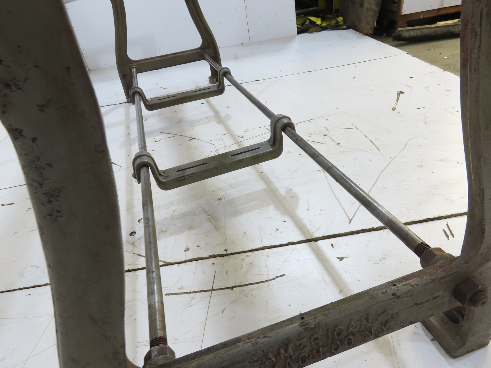 American S.B. Mach Co. Industrial Machine Table Cast Iron Stand Legs Base 7FT L