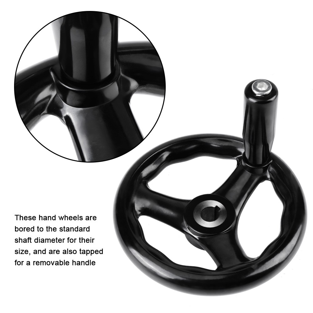 1PC 12*125mm Black Round 3 Spoke Hand Wheel For Lathe Milling Machine DSO