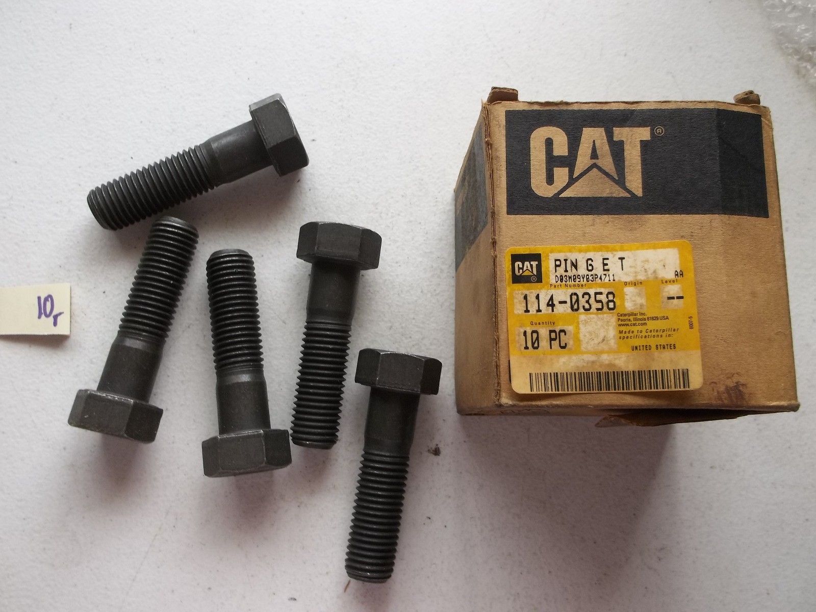 LOT OF 5 NEW 5F CAT CATERPILLAR 114-0358 4-13/16″ long HEAD HEAD BOLT (WL45-1)