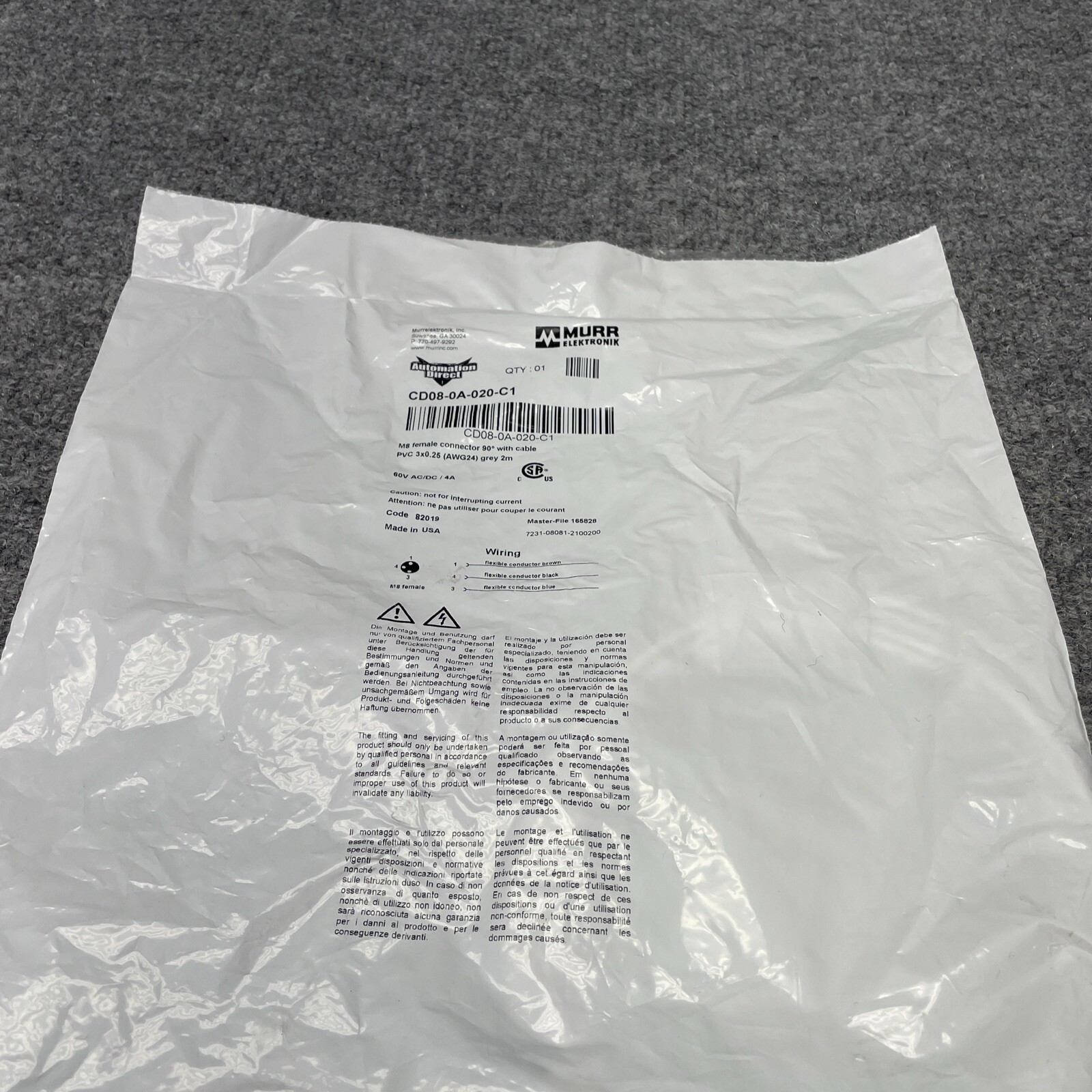 Automation Direct Murr Elektronik CD08-0A-020-C1 Cable New Other
