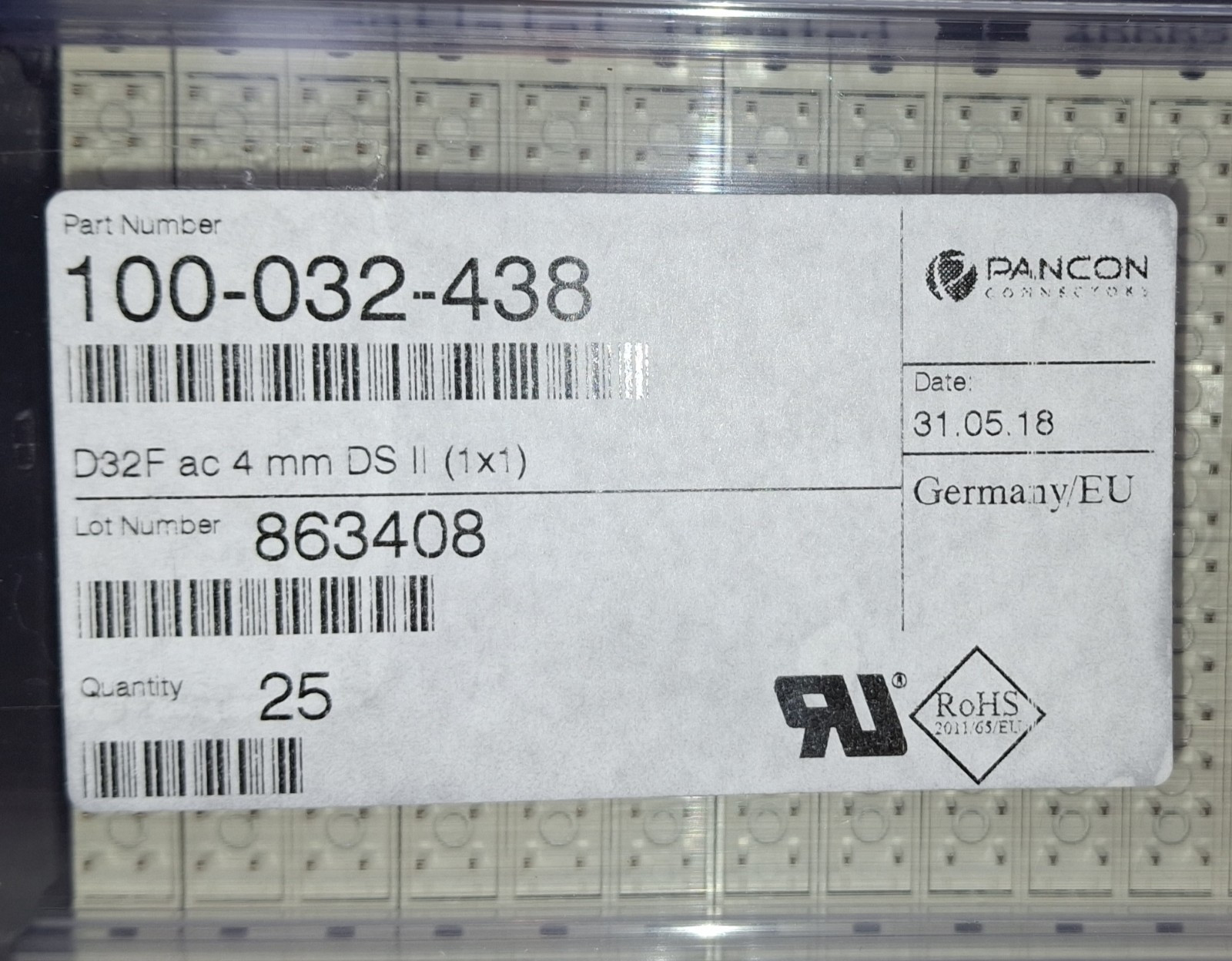 25 Lot Qty Pcs Pancon 32 Contacts Female Connectors 100-032-438 Type D Straight