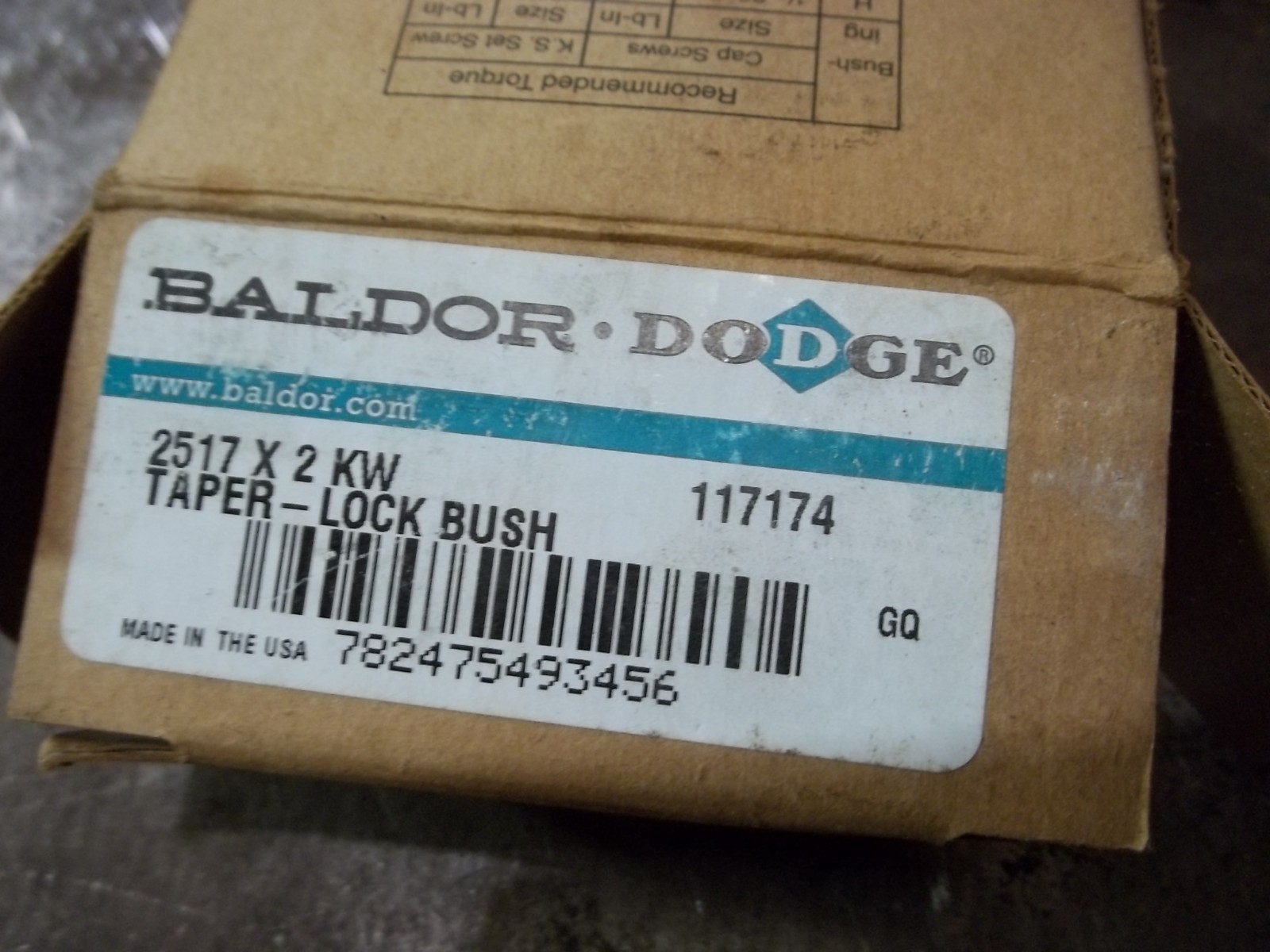 NIB DODGE 117174 2517 X 2 KW TAPER LOCK BUSHING (WL58-2)