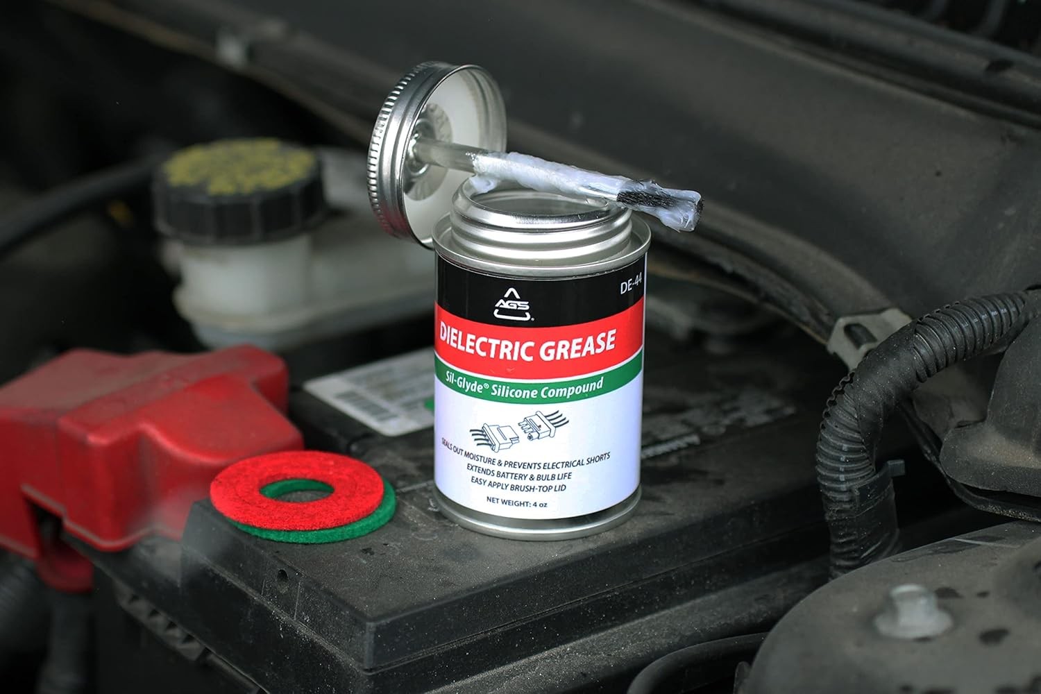 AGS Automotive Solutions Brush Top Can Dielectric Silicone Grease 4oz